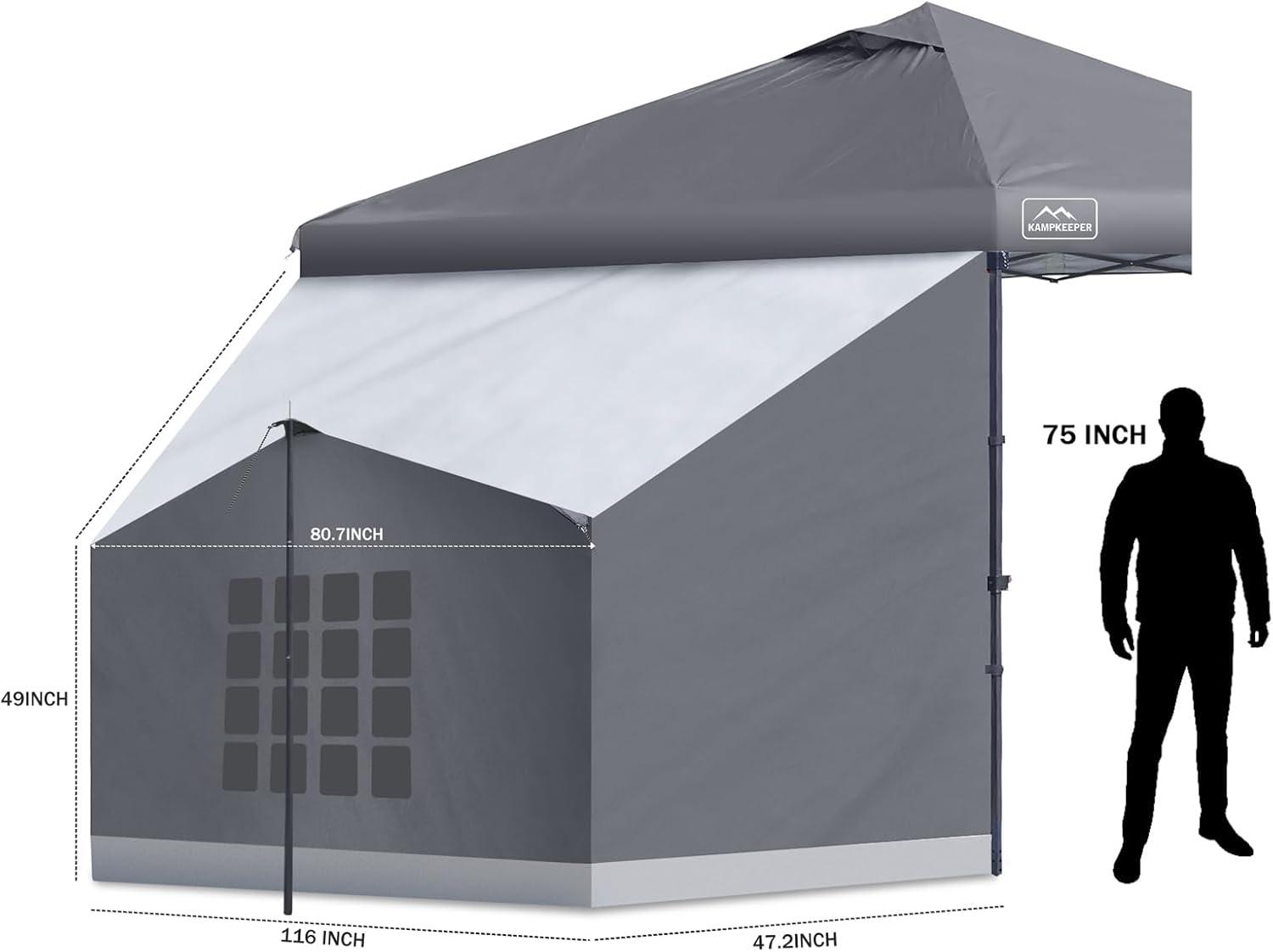 10 ft. Gray Water-Resistant Camping Tent with Pop-Up Canopy