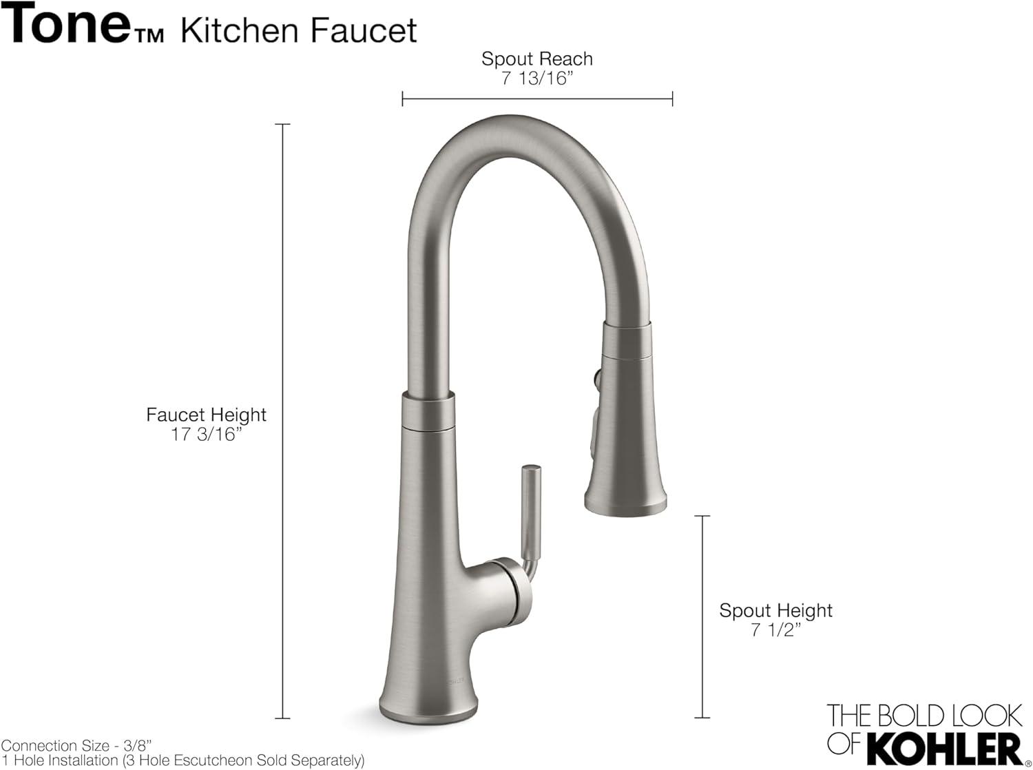 Tone Touchless Pull-Down Kitchen Sink Faucet with Three-Function Sprayhead