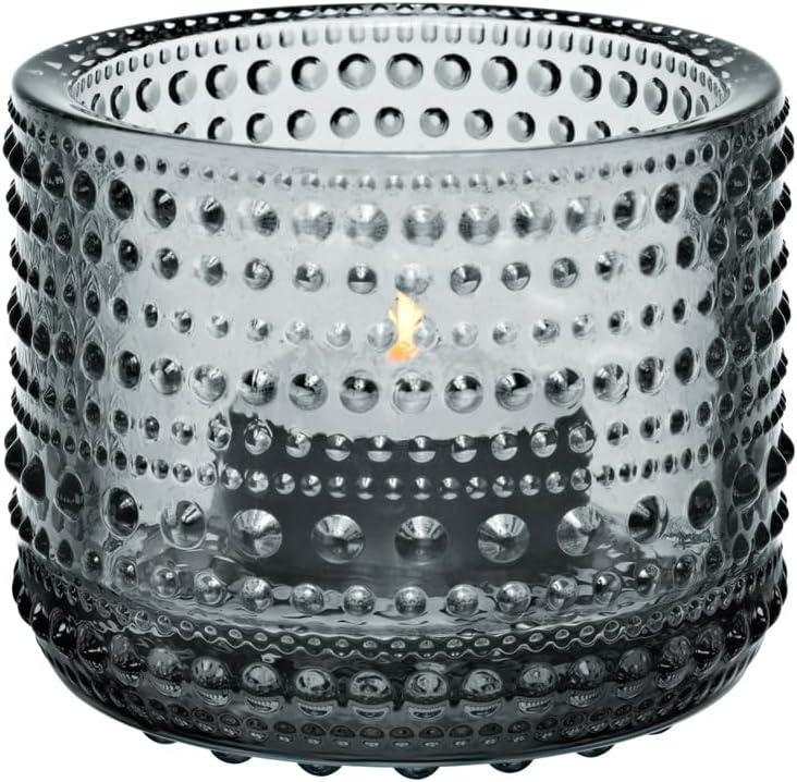 Kastehelmi Gray Glass Tealight Candle Holder