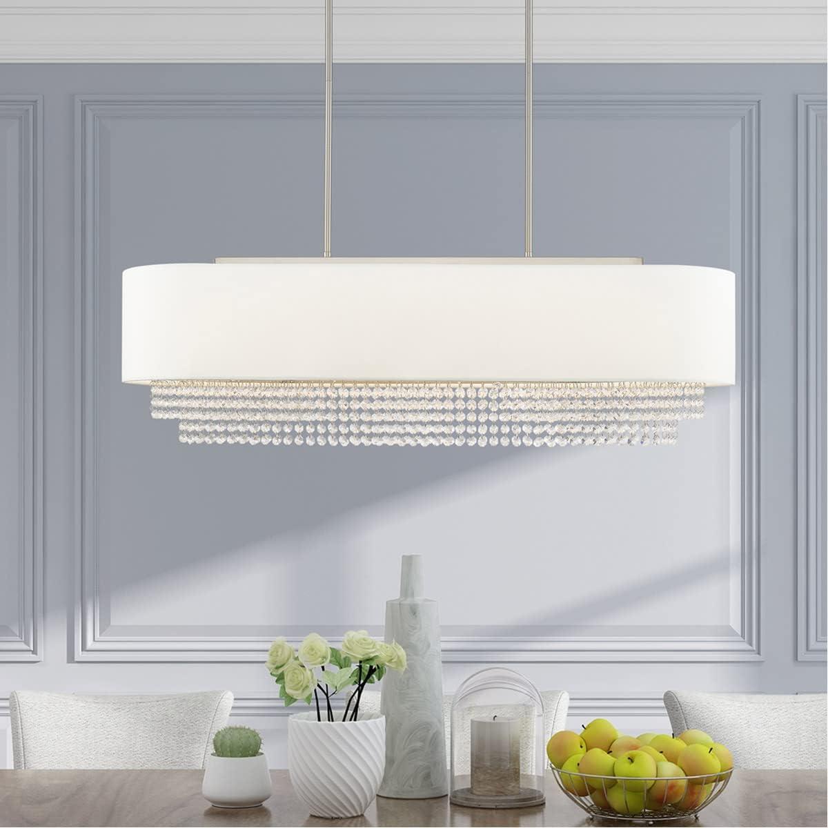 Carlisle 5-Light Linear Chandelier in Brushed Nickel with Crystal Accents