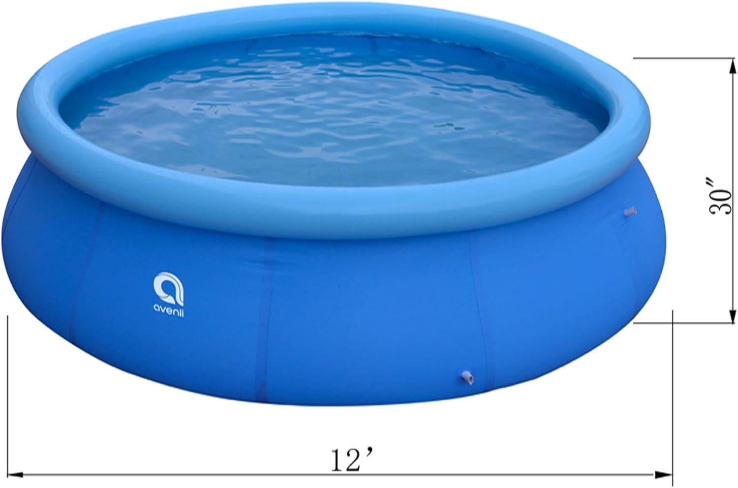 JLeisure Avenli 17808 12 Foot x 30 Inch 2 to 3 Person Capacity Prompt Set Above Ground Kids Inflatable Outdoor Backyard Kiddie Swimming Pool, Blue
