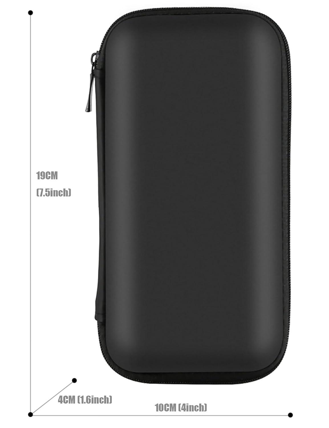 iMangoo Shockproof Travel Essentials Organizer Case, Small Accessories Hard Protective Pouch Electronics Purse for Women Men Zipper Tech Cord Cable Power Bank Charger 6.5x3.2x1 In (Black)