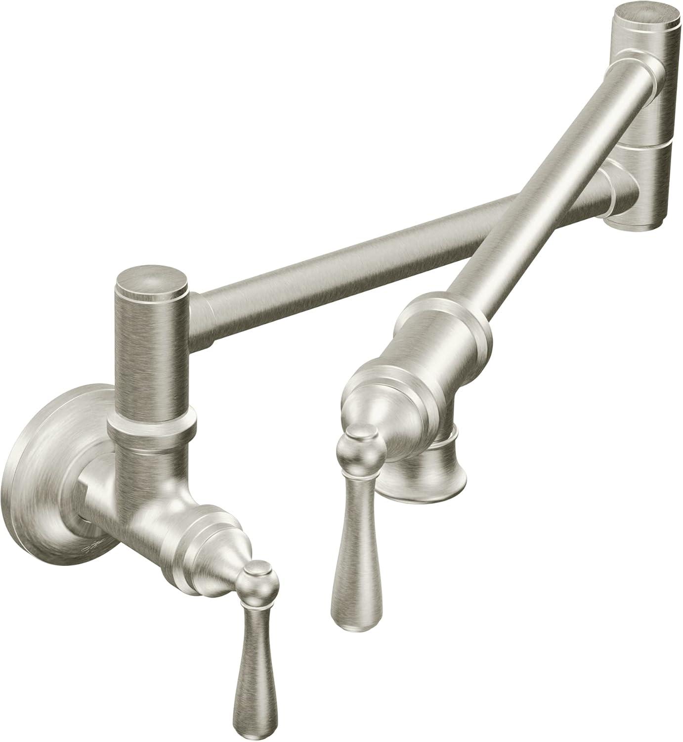 Moen Traditional Wall Mount Swing Arm Folding Pot Filler Kitchen Faucet