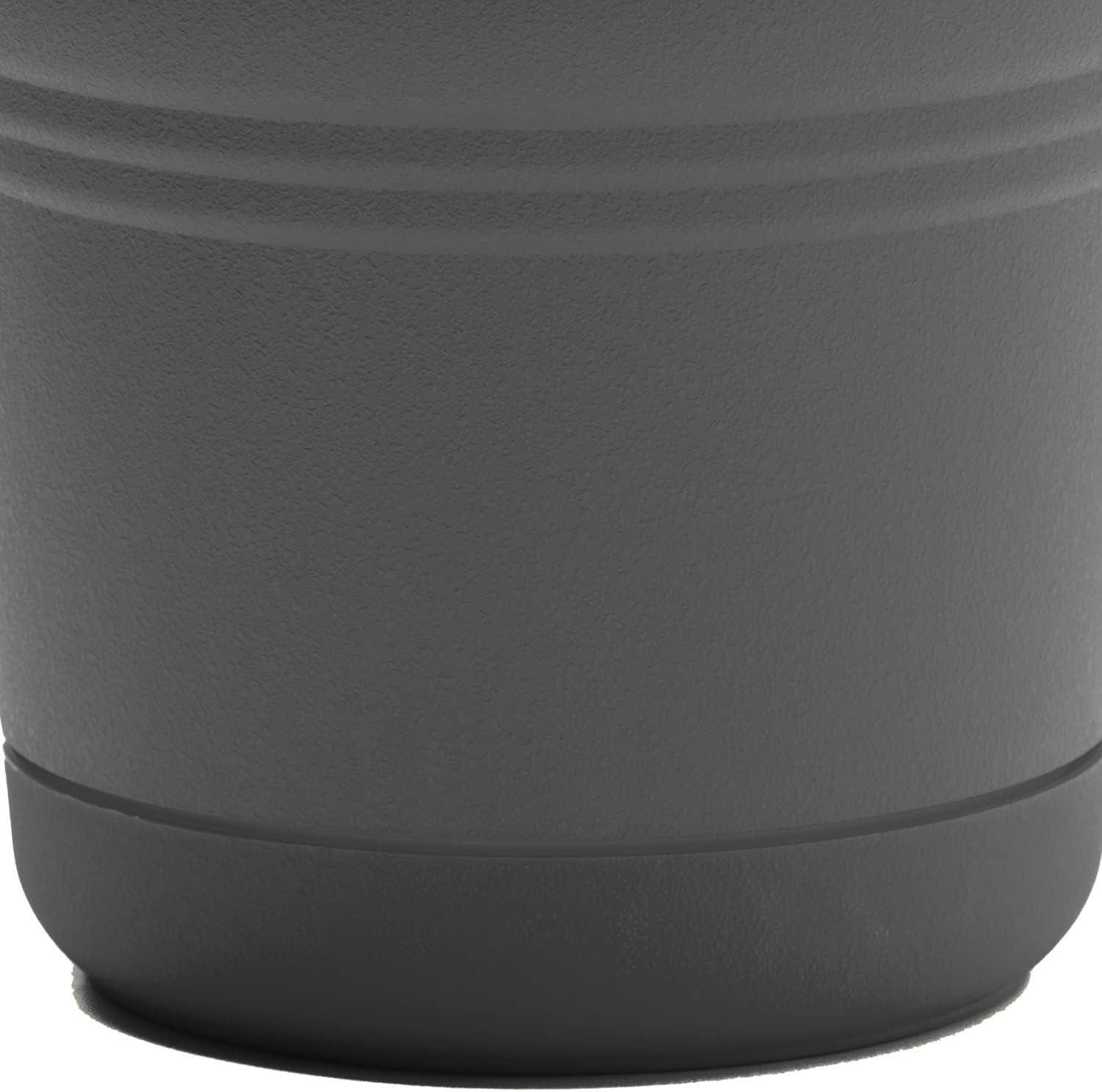 Bloem 14-in Saturn Round Resin Planter with Saucer - Charcoal Gray