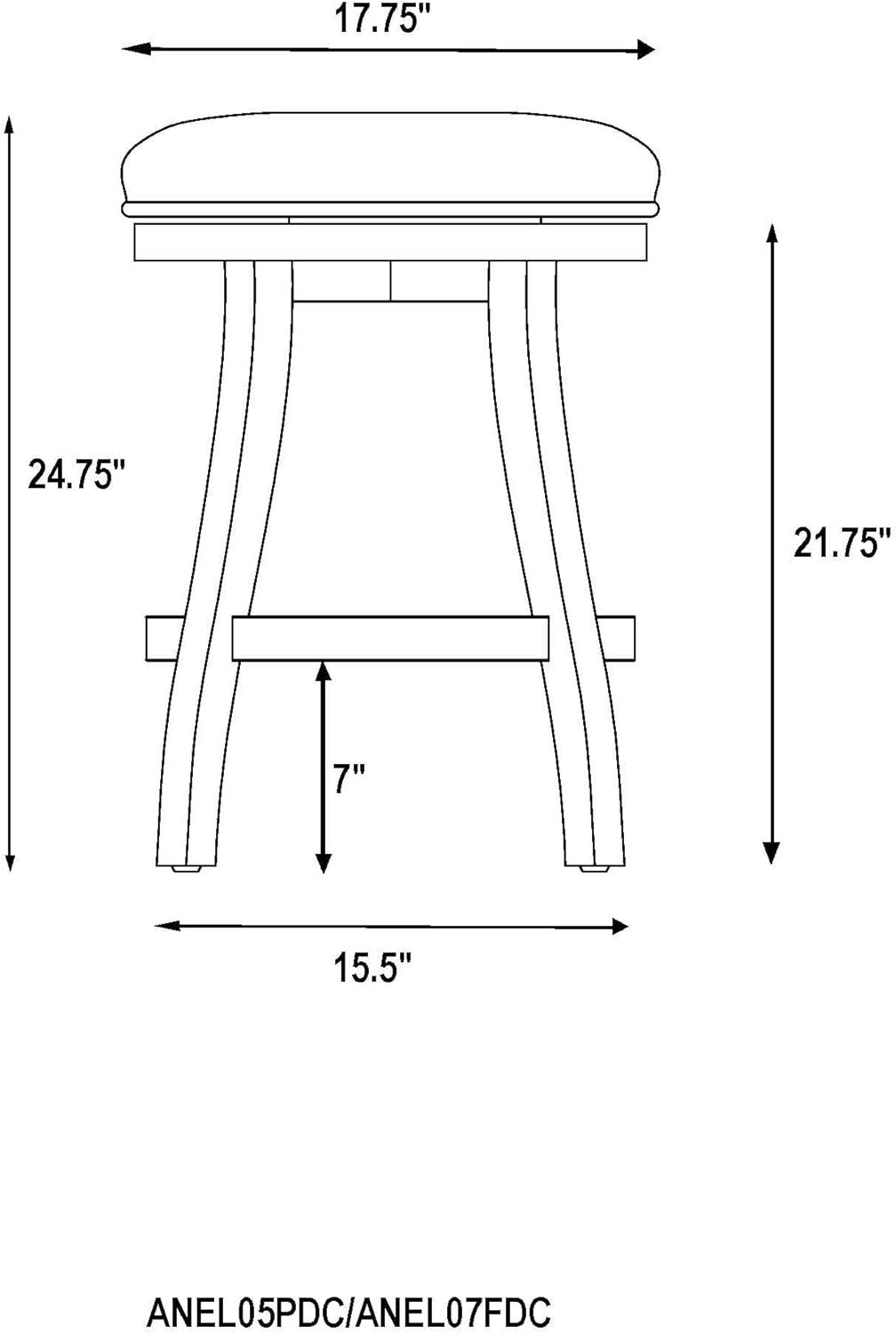 Alaterre Ellie Upholstered Swivel Bar Stool Chairs with Padded Seat and Back, Rubberwood Frame with Metal Kick Plate