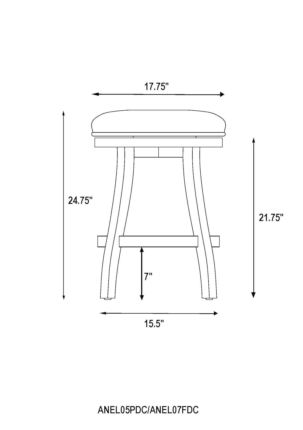 Alaterre Ellie Upholstered Swivel Bar Stool Chairs with Padded Seat and Back, Rubberwood Frame with Metal Kick Plate