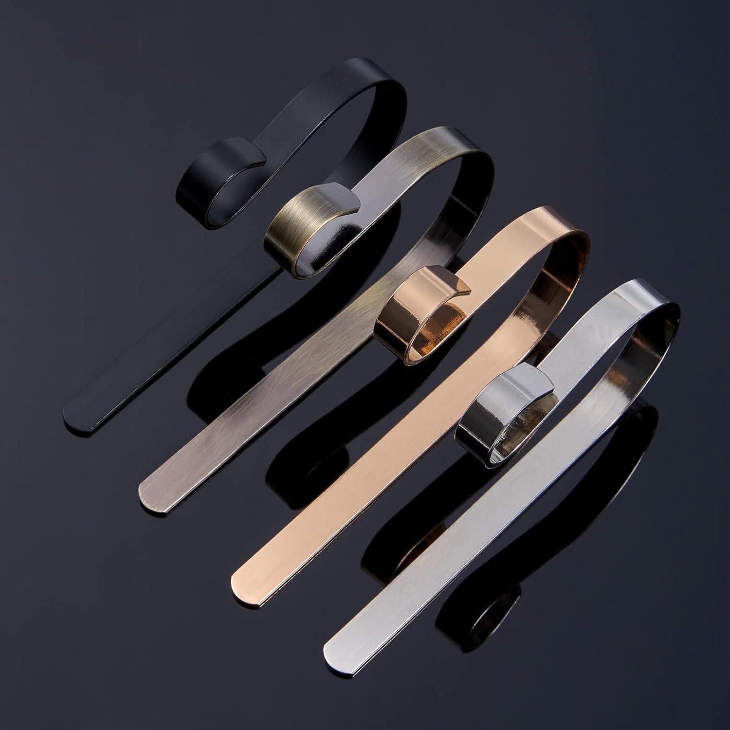 Abaokai 4 Pack Christmas Stocking Holders Metal Mantel Lightweight Adjustable Stocking Holder No-Slip Stocking Hangers for Christmas Party Decoration, Gold