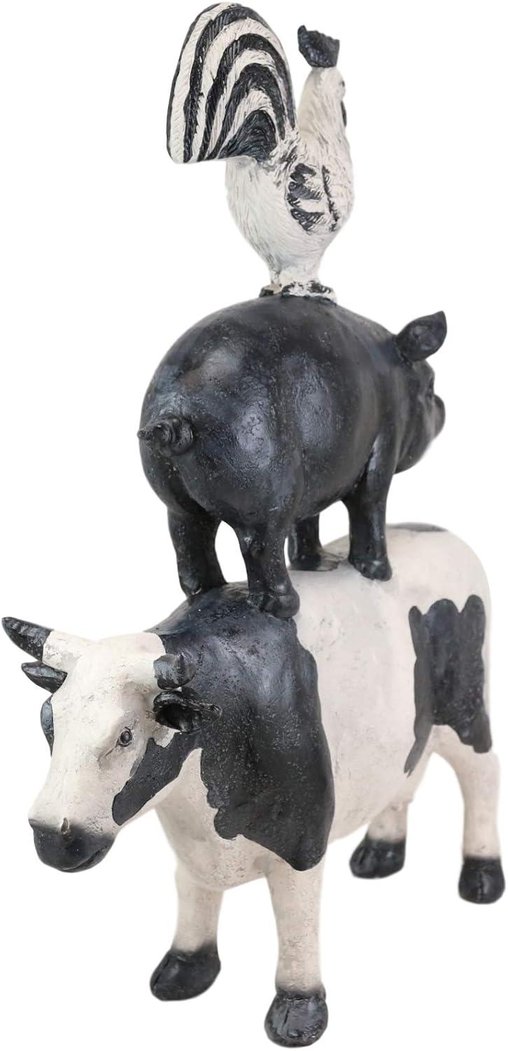 Pacific Giftware American Art Animal Farm Barnyard Stacked Animal Resin Figurine Statue (Cow/Pig/Chicken)