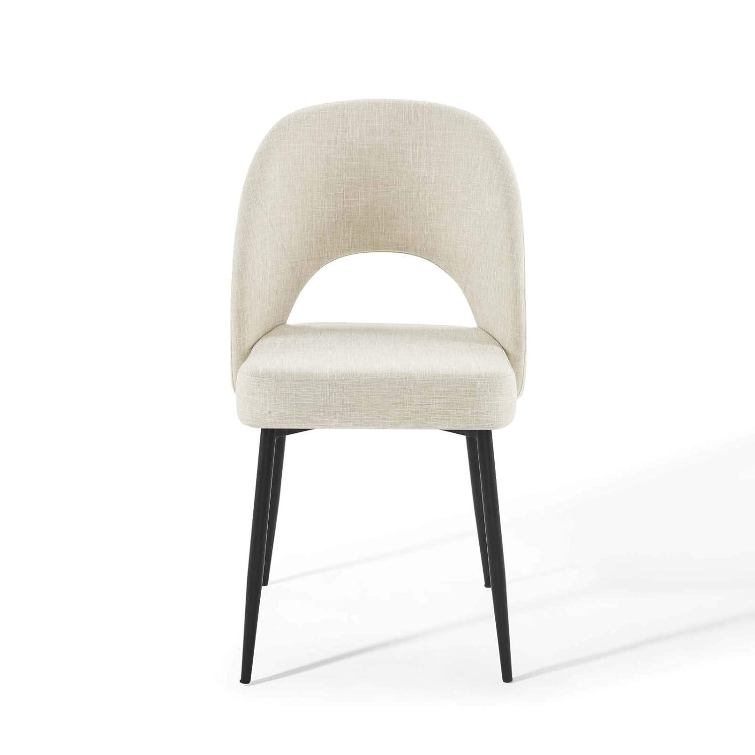 Modway Rouse Upholstered Fabric Side Set of 2 in Black Beige, 2 pcs-Dining Chairs