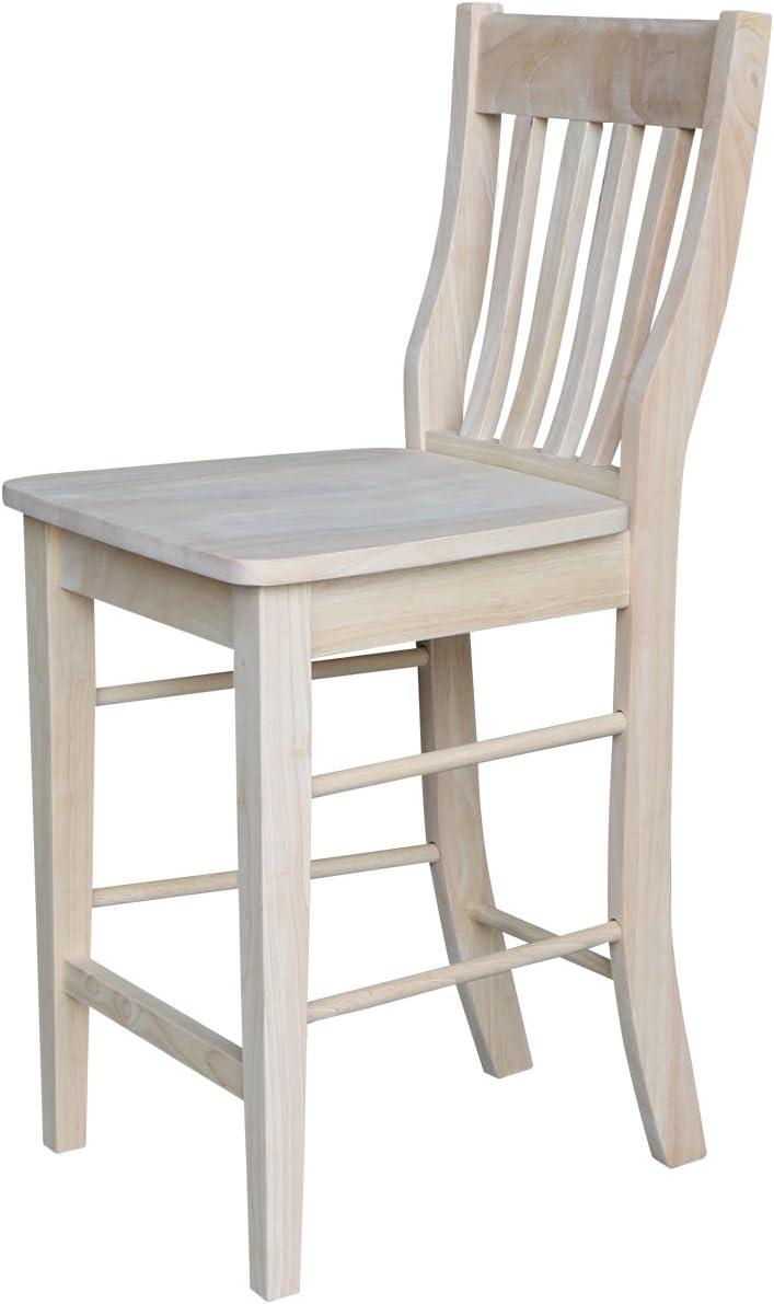 Traditional Unfinished Solid Parawood 24" Cafe Barstool