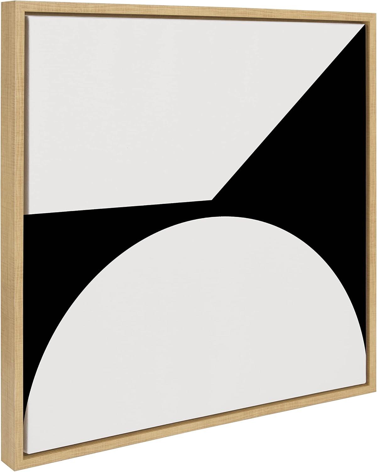 Kate and Laurel Sylvie Minimal Max Mod I Framed Canvas Wall Art by The Creative Bunch Studio, 22x22 Natural, Black and White Abstract Art Wall Décor