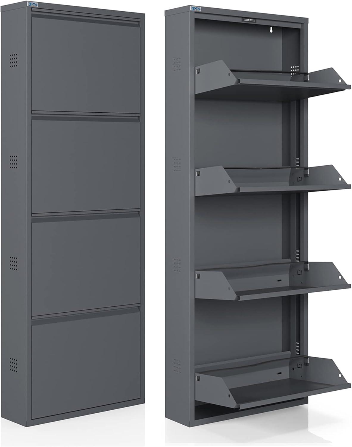CEHA USA Antibacterial 4 Tier metal shoe cabinet side holes