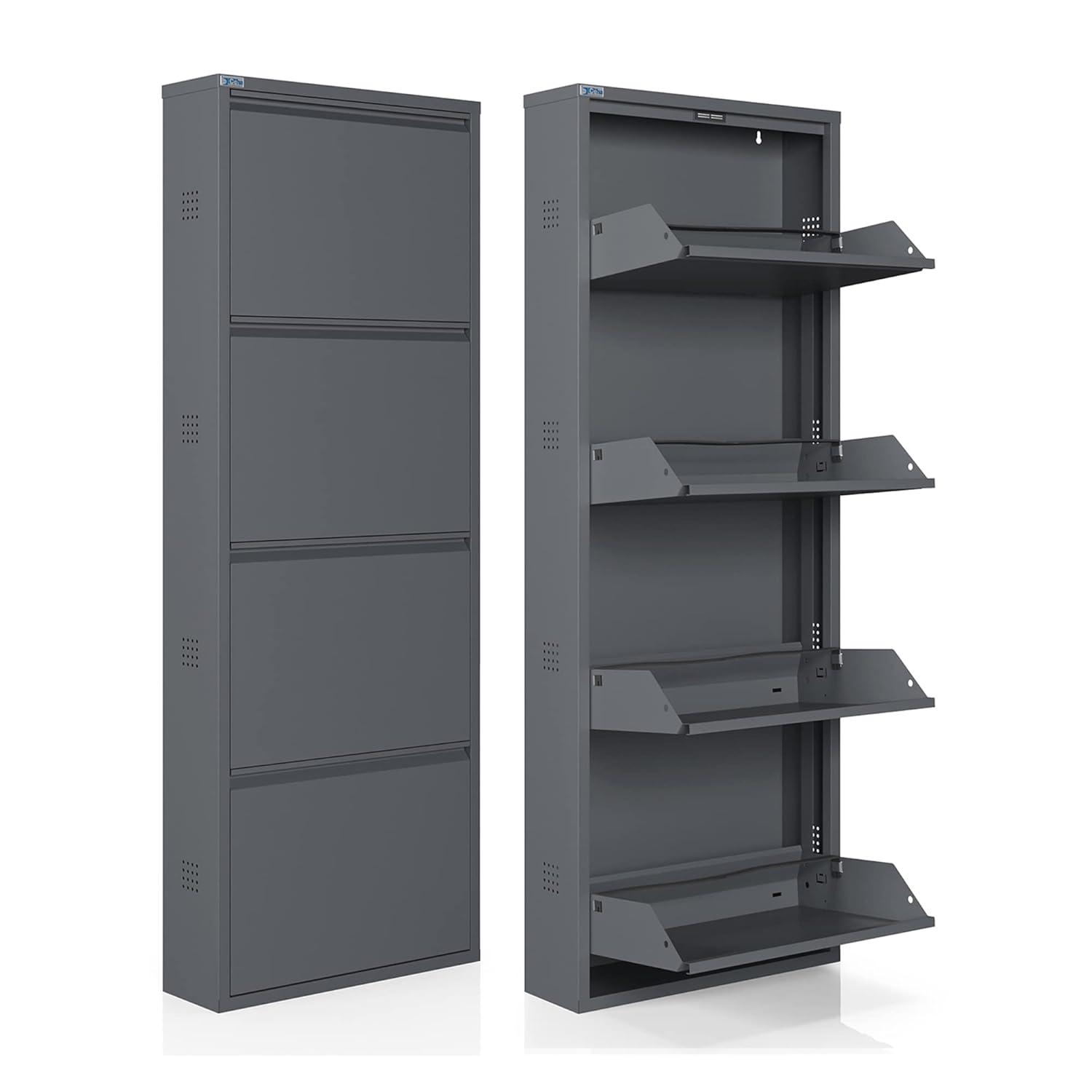 CEHA USA Antibacterial 4 Tier metal shoe cabinet side holes