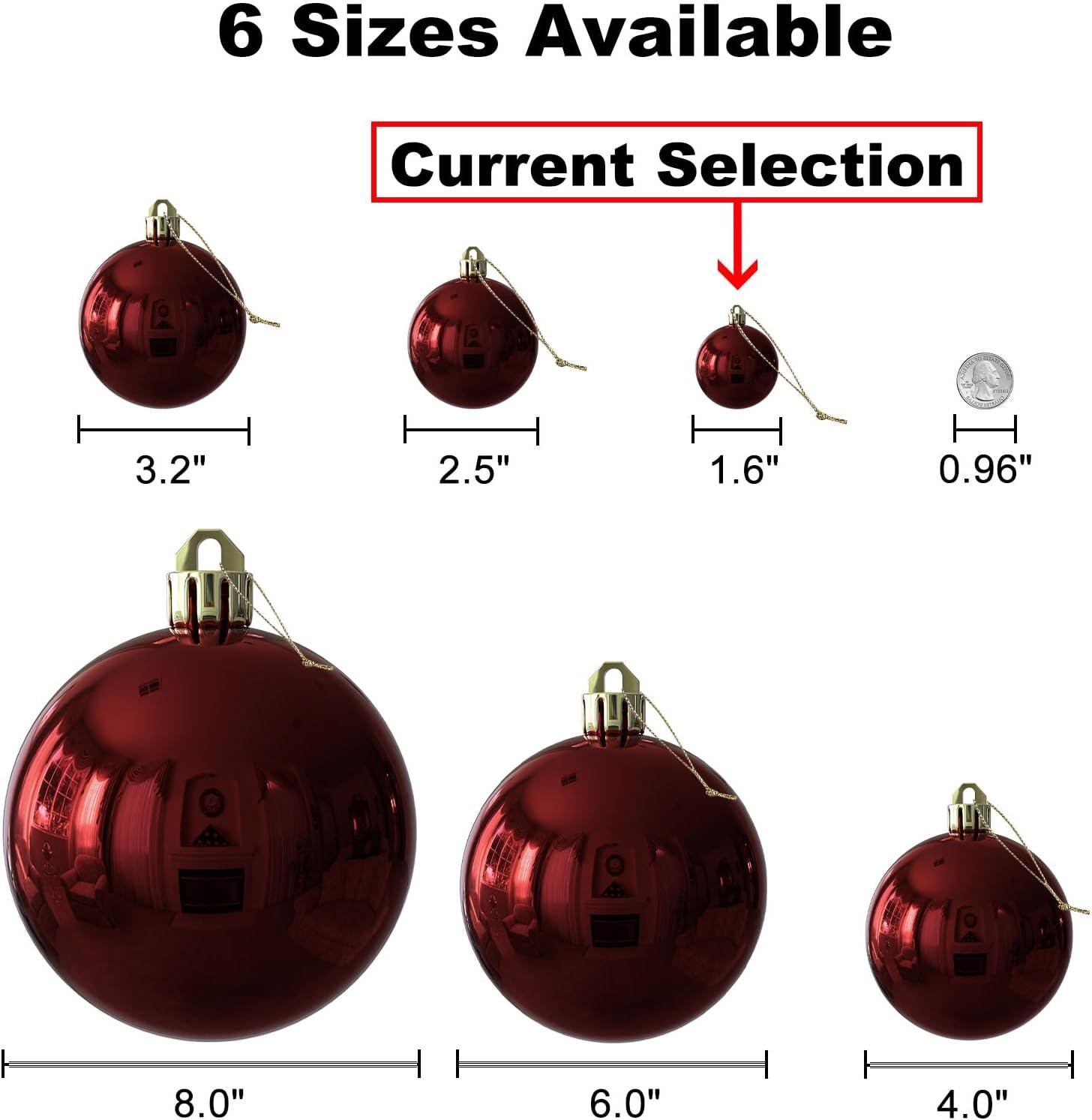 Wine Red Shatterproof Plastic Christmas Ball Ornaments Set