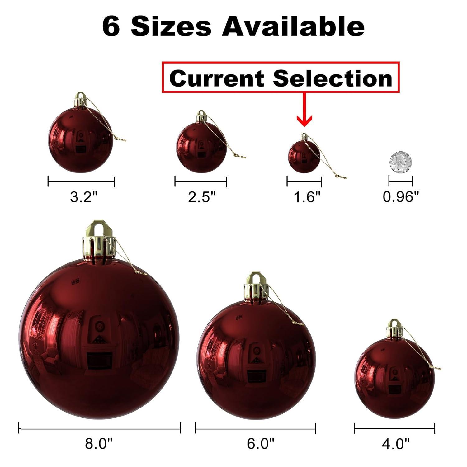 GameXcel Christmas Balls Ornaments for Xmas Tree - Shatterproof Christmas Tree Decorations Small Hanging Ball Wine Red 1.6 Inch x 36 Pack