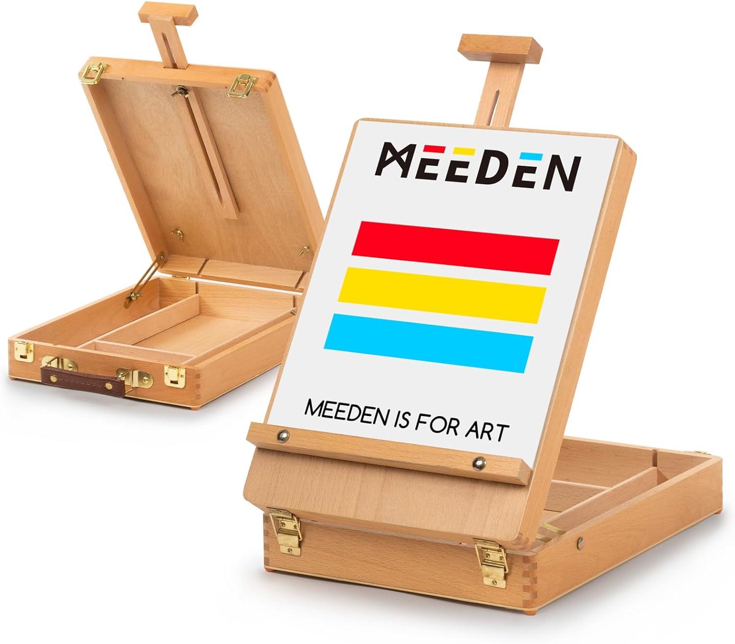 MEEDEN Tabletop Easel, Solid Beech Wood Table Top Art Easels for Painting Canvas, Sketchbox Easel, Adjustable Desktop Easel, Table Easel for Painting