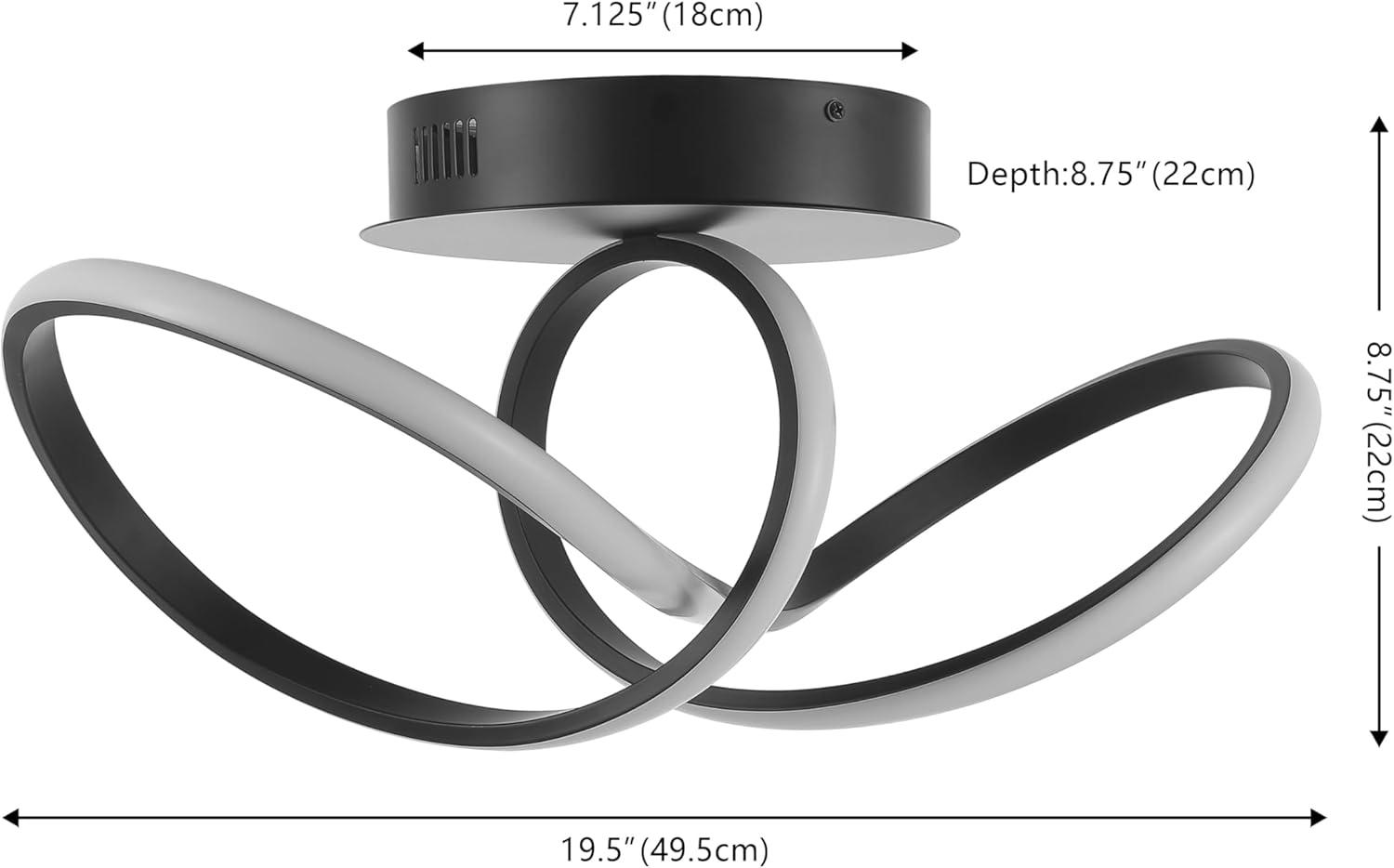 19.5" Black Aluminum Loop Integrated LED Semi Flush Mount