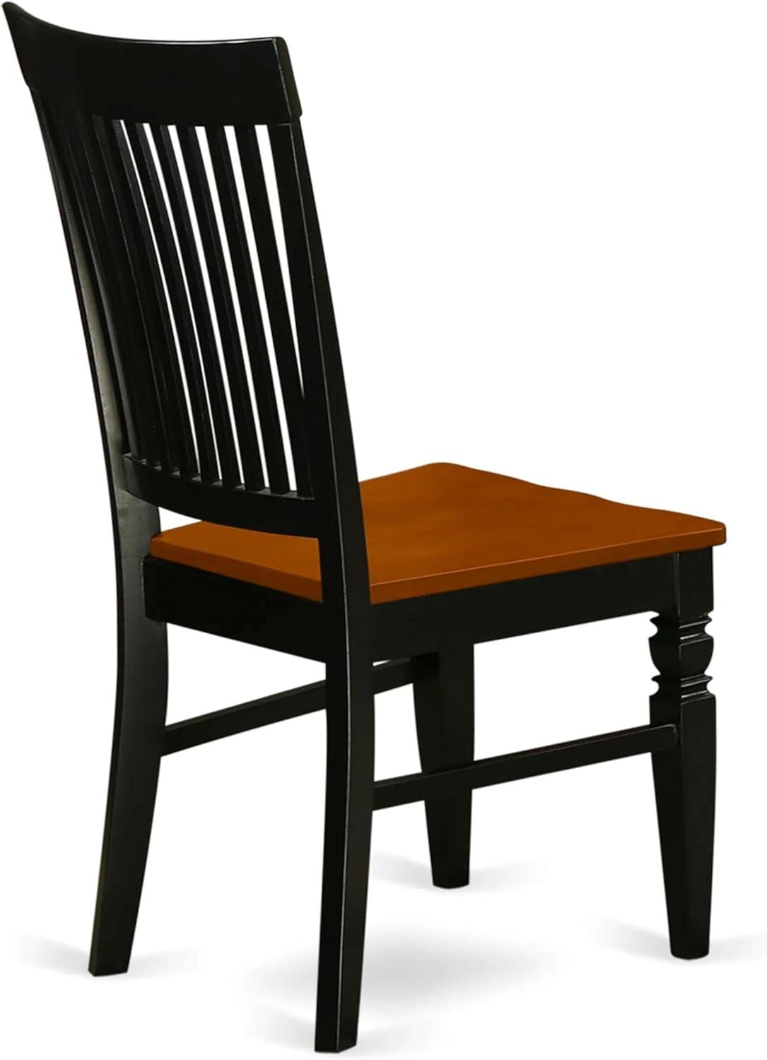 East West Furniture Weston 10" Wood Dining Chairs in Black/Cherry (Set of 2)