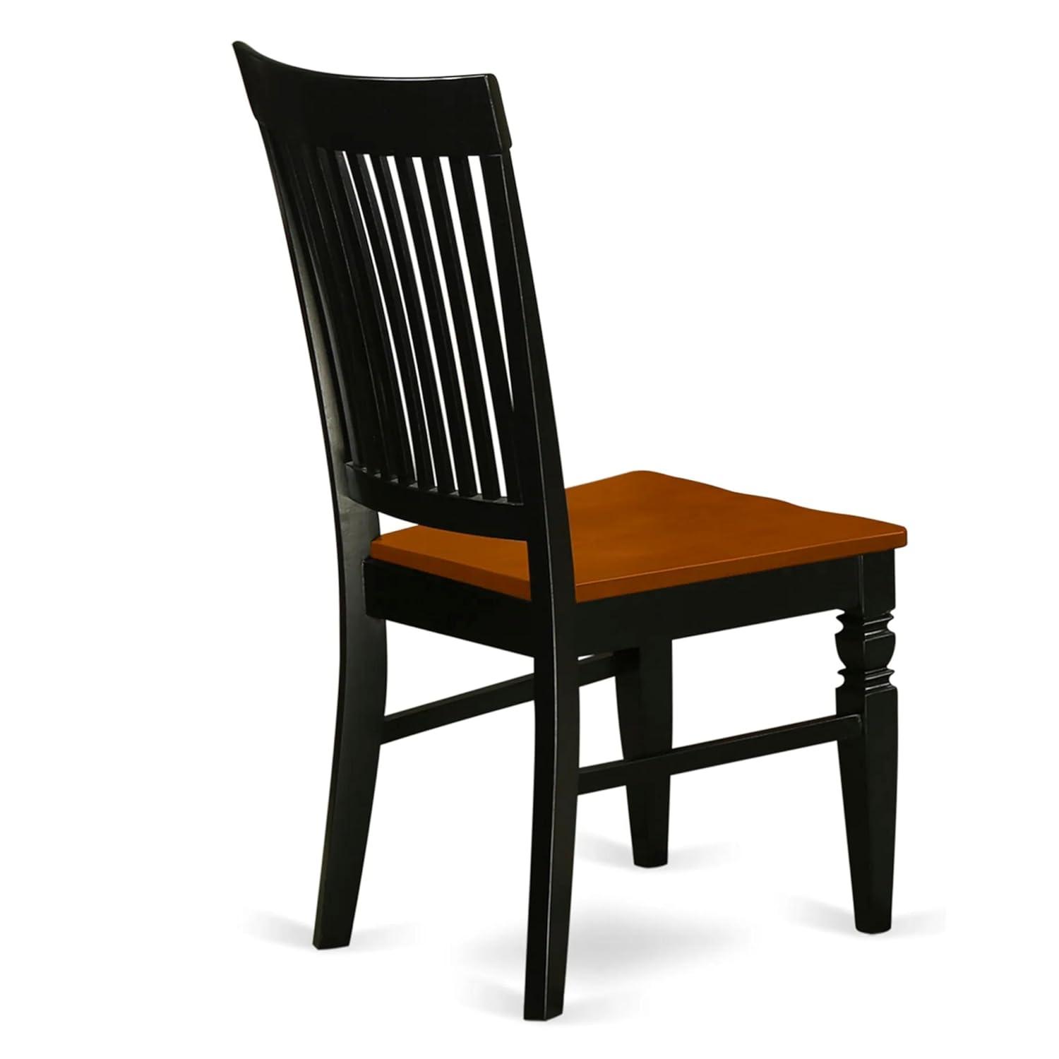 East West Furniture, Weston Dining Wood Seat Chair with Slatted Back in Black Finish, Set of 2