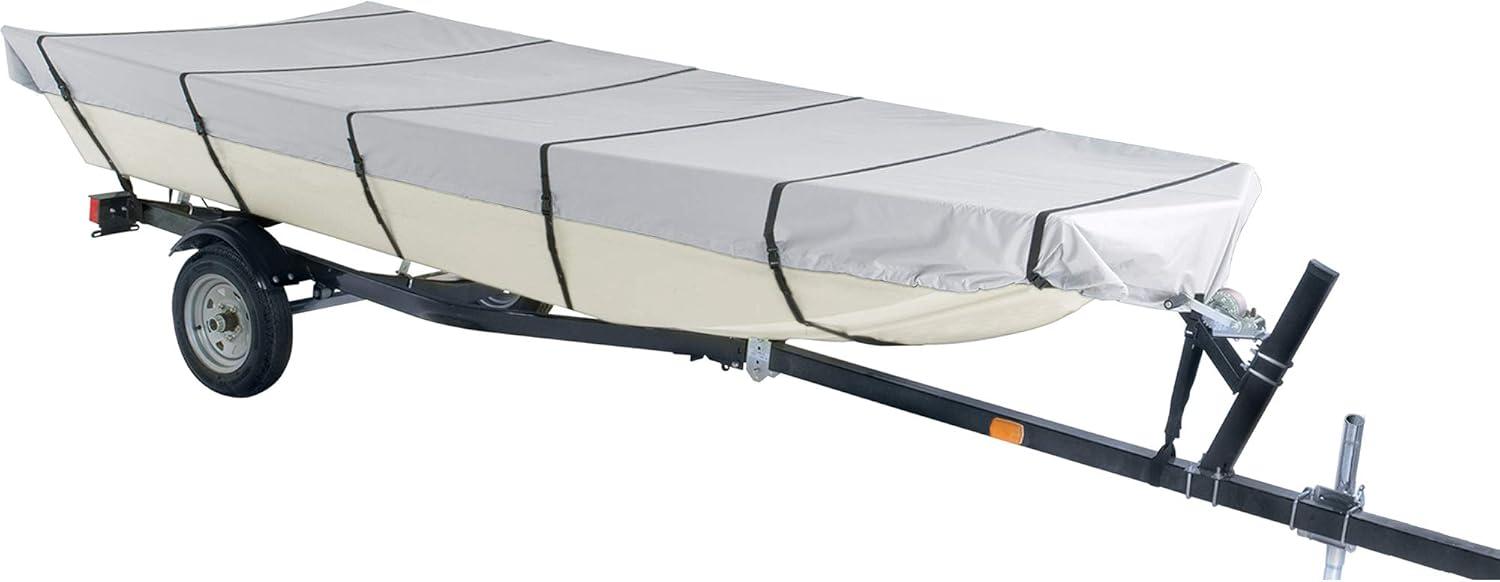 Genrics 12Ft Boat Cover Waterproof Heavy Duty Trailerable Replacement for Jon Boat Grey