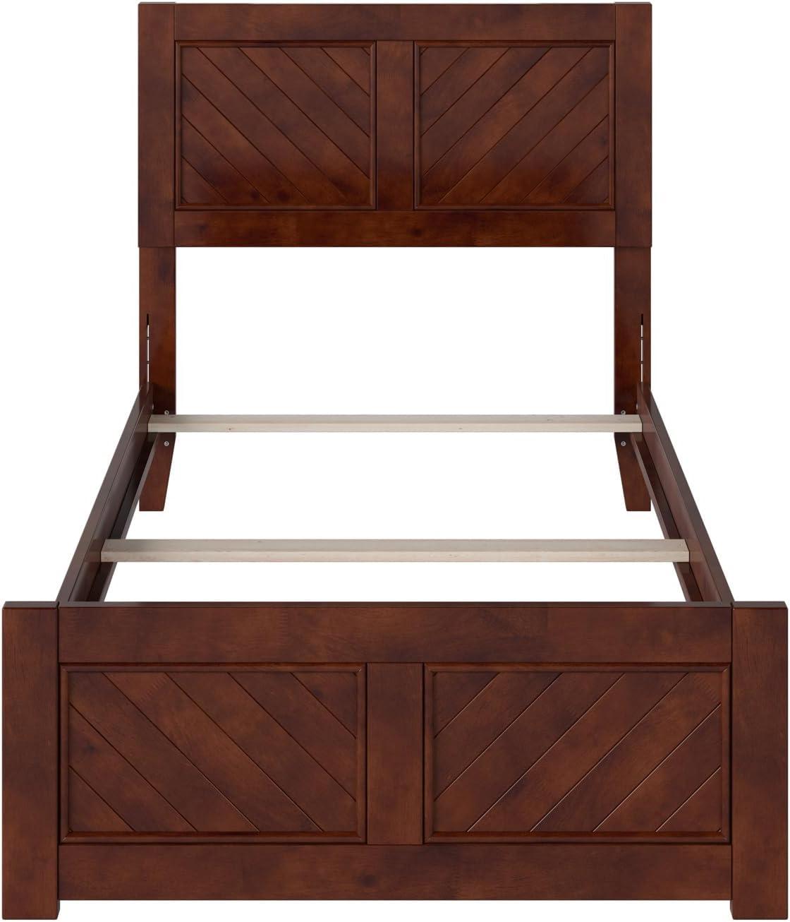 AFI Canyon Walnut Solid Wood Foundation Bed Frame with Matching Footboard, Queen