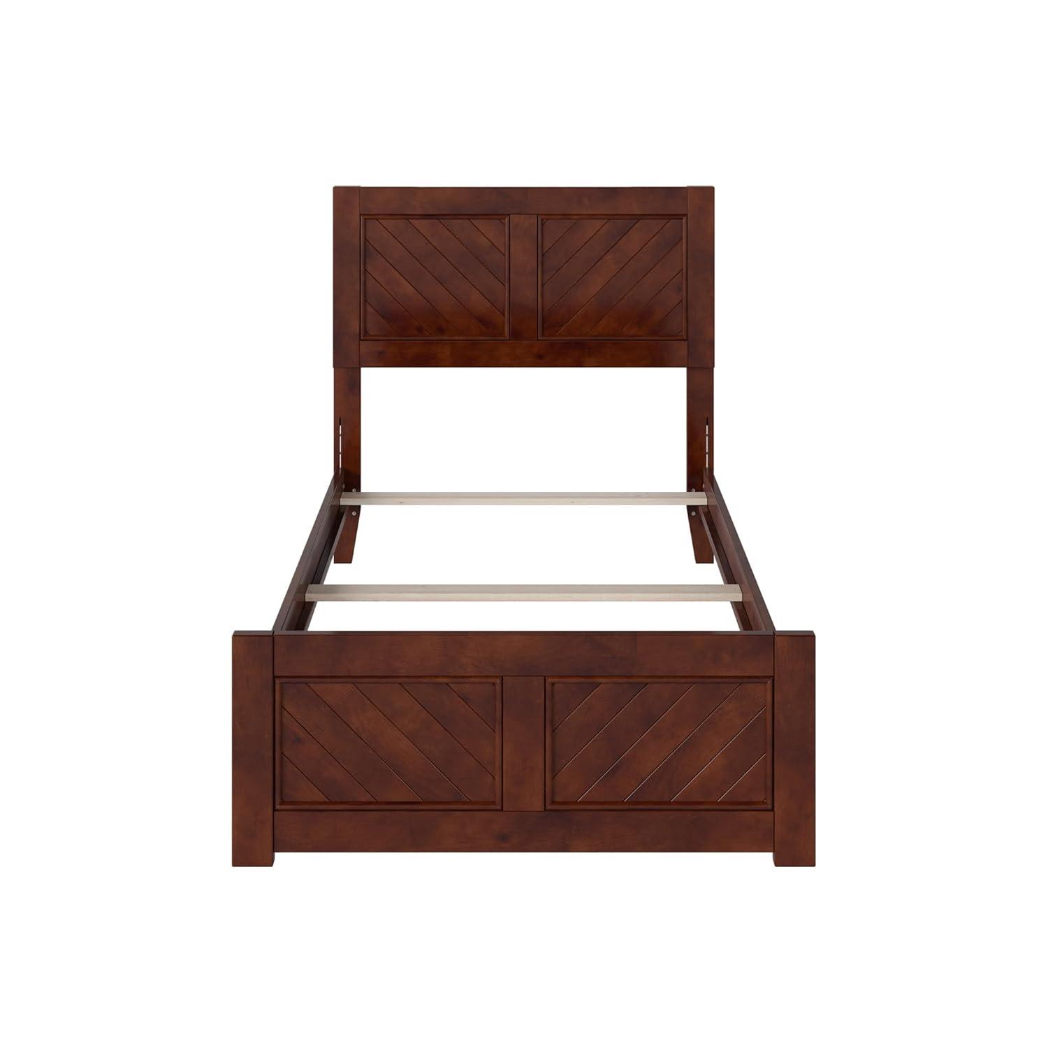 AFI Canyon Walnut Solid Wood Foundation Bed Frame with Matching Footboard, Queen