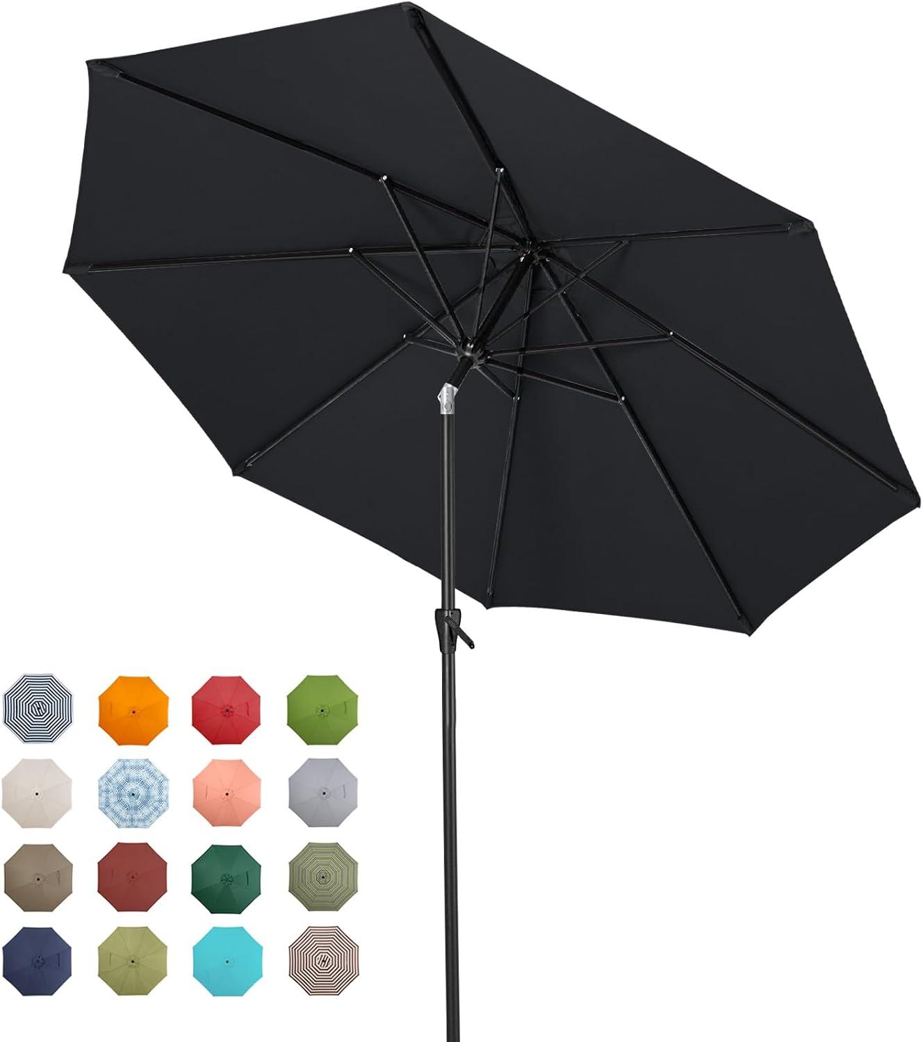 Tempera Patio Market Outdoor Table Umbrella with Push Button Tilt and Crank,Large Sun Umbrella with Sturdy Pole&Fade resistant canopy,Easy to set