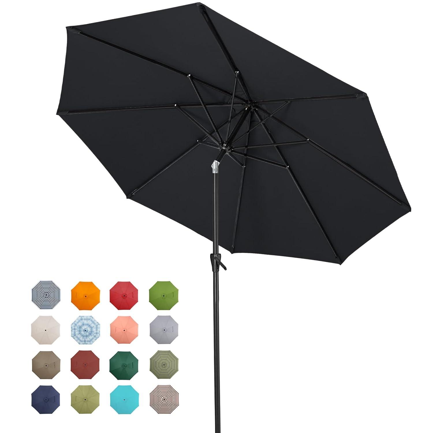 Tempera Patio Market Outdoor Table Umbrella with Push Button Tilt and Crank,Large Sun Umbrella with Sturdy Pole&Fade resistant canopy,Easy to set