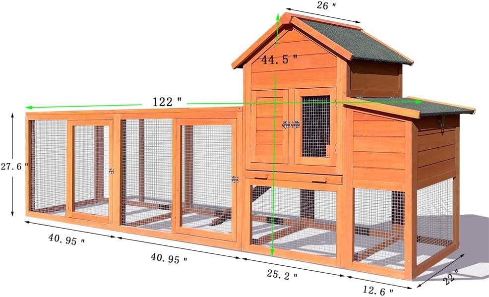 Outdoor Large Chicken Coop,Hen Run House Chicken Coops for 4-6 Chickens with Ventilation Door,Removable Tray and Ramp Garden