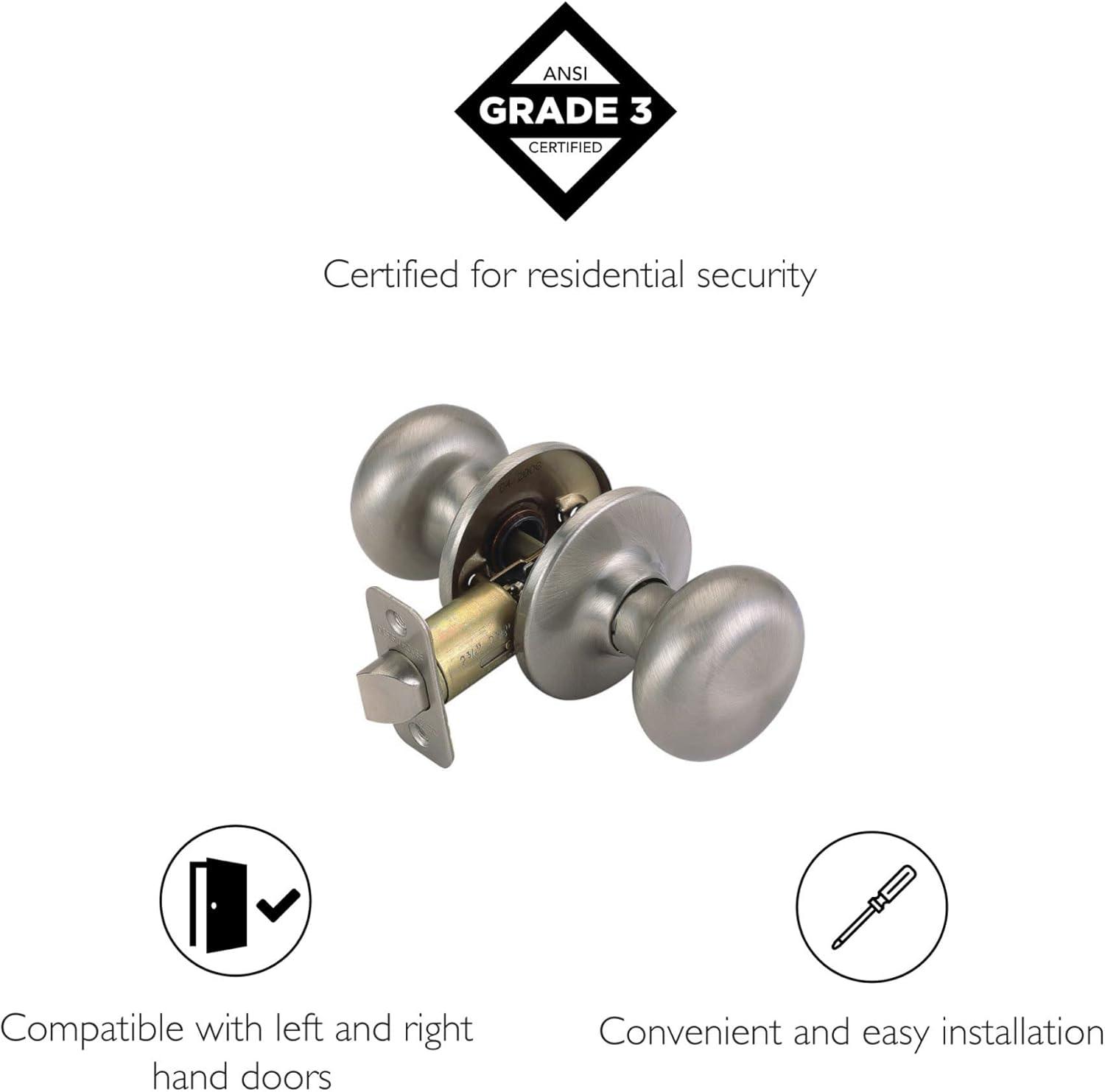 Design House 753301 Cambridge 2-Way Adjustable Passage Door Knob, Satin Nickel