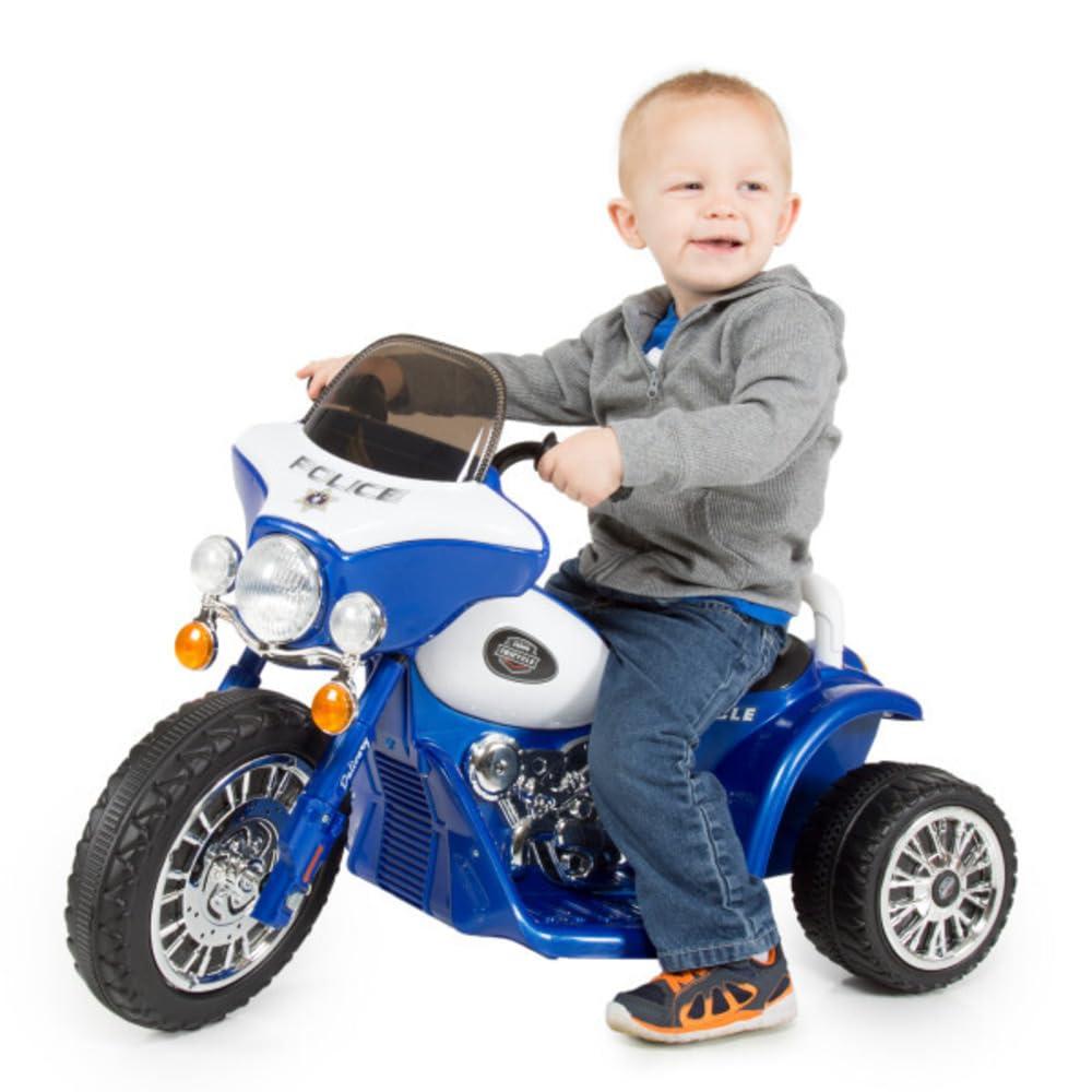 3 Wheel Mini Motorcycle Trike for Kids, Battery Powered Ride on Toy by Rockin’ Rollers – Toys for Boys and Girls, 2 - 5 Year Old – Police Car