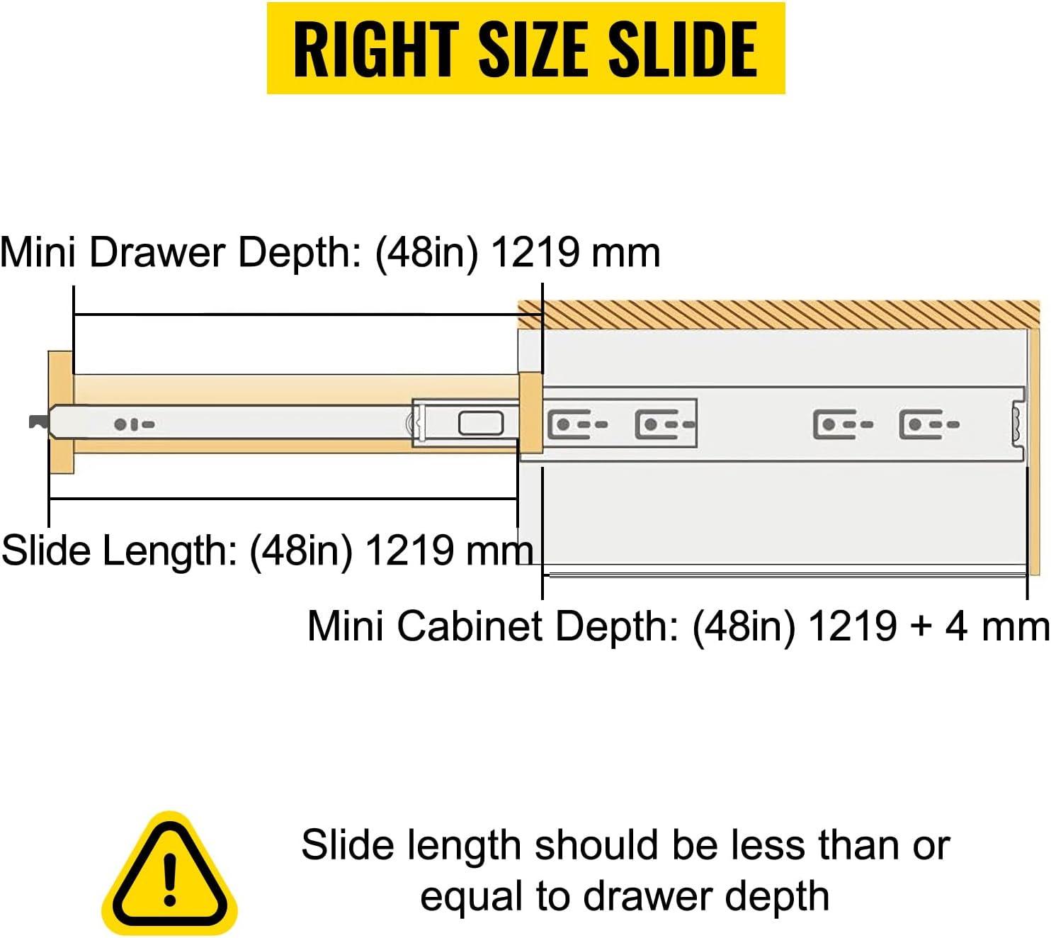 VEVOR Full Extension Soft Close Side Mount Metal Drawer Slide (Set of 2)
