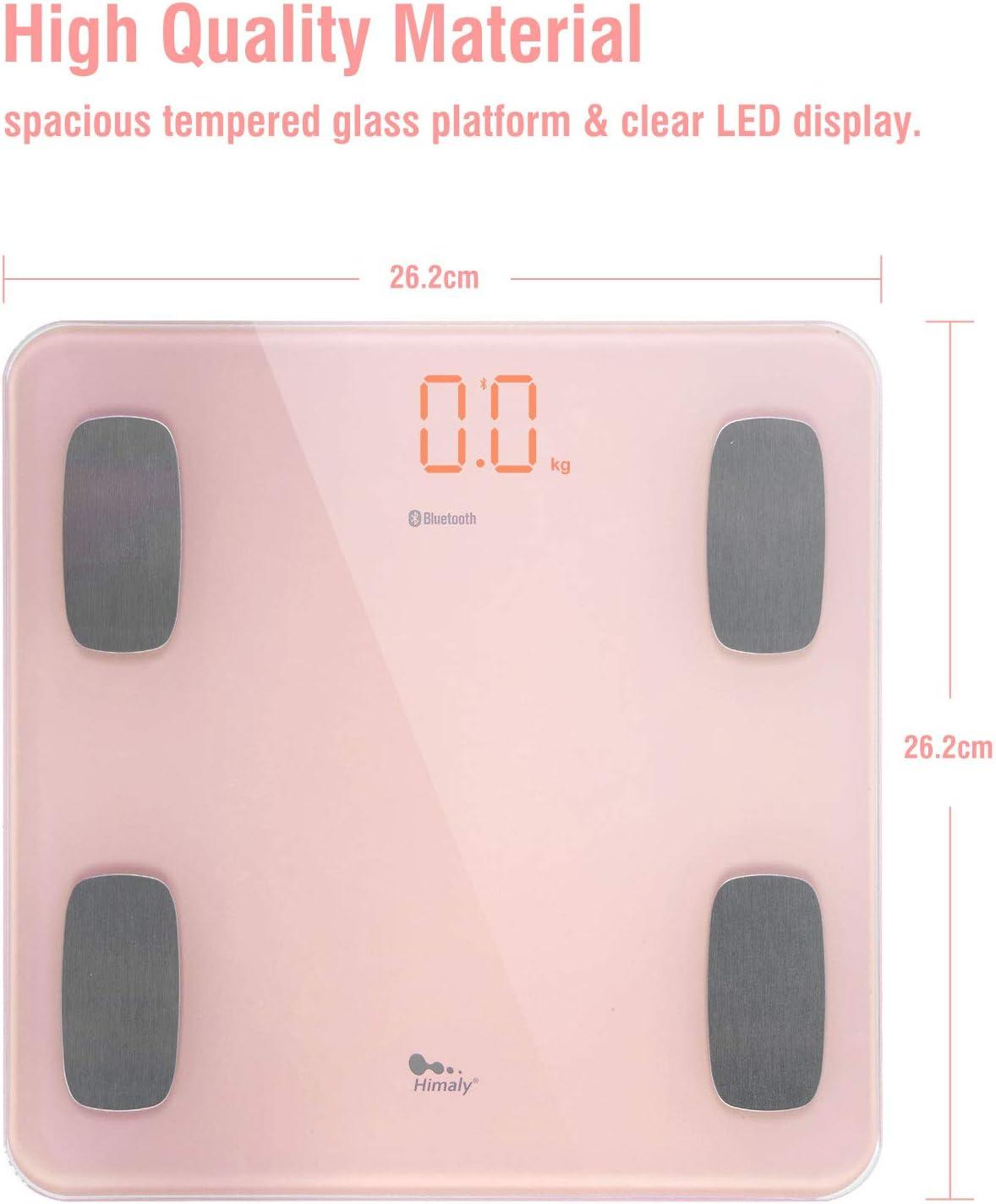 Body Fat Scale Smart BMI Scale Digital Bathroom Wireless Weight Scale, Body Composition Analyzer with Smartphone App sync with Bluetooth-Compatible (Pink)