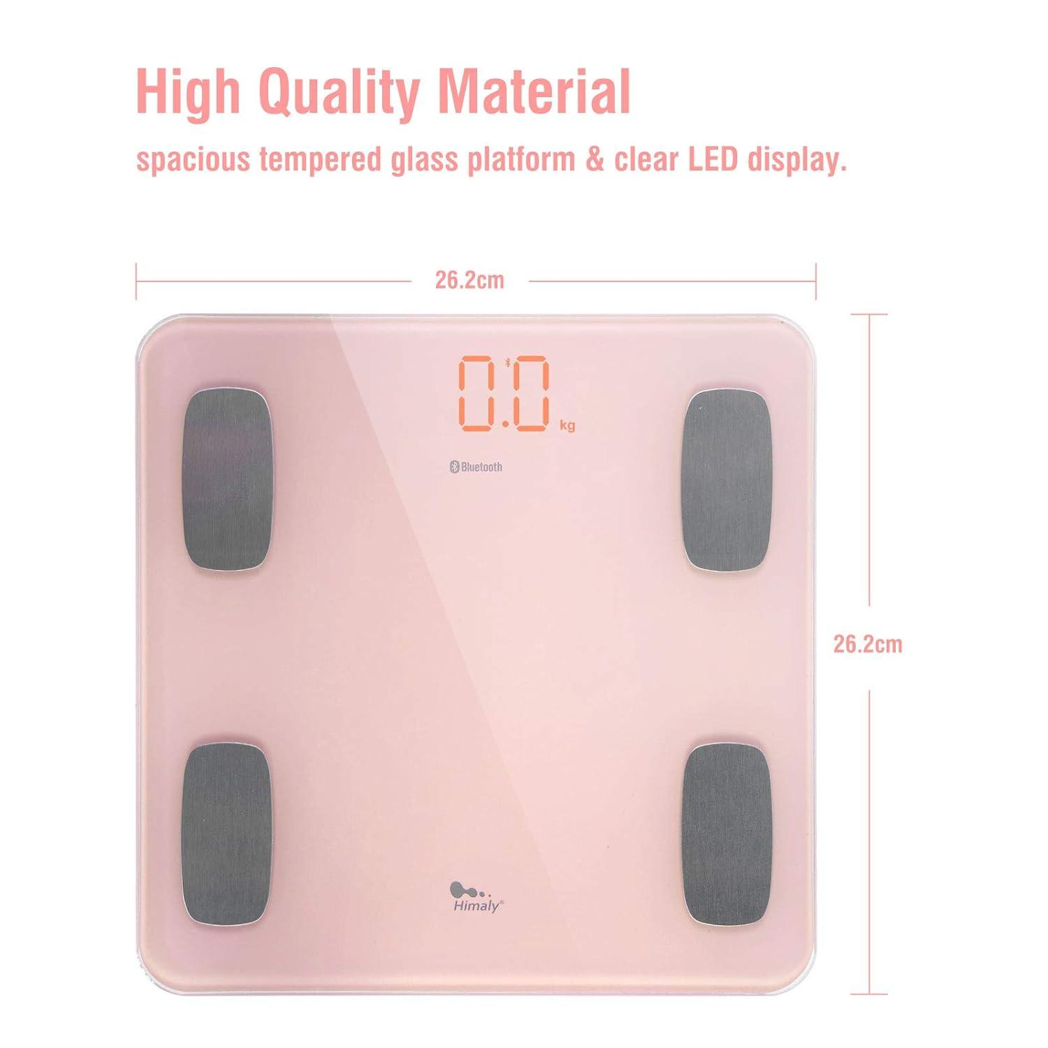 Body Fat Scale Smart BMI Scale Digital Bathroom Wireless Weight Scale, Body Composition Analyzer with Smartphone App sync with Bluetooth-Compatible (Pink)
