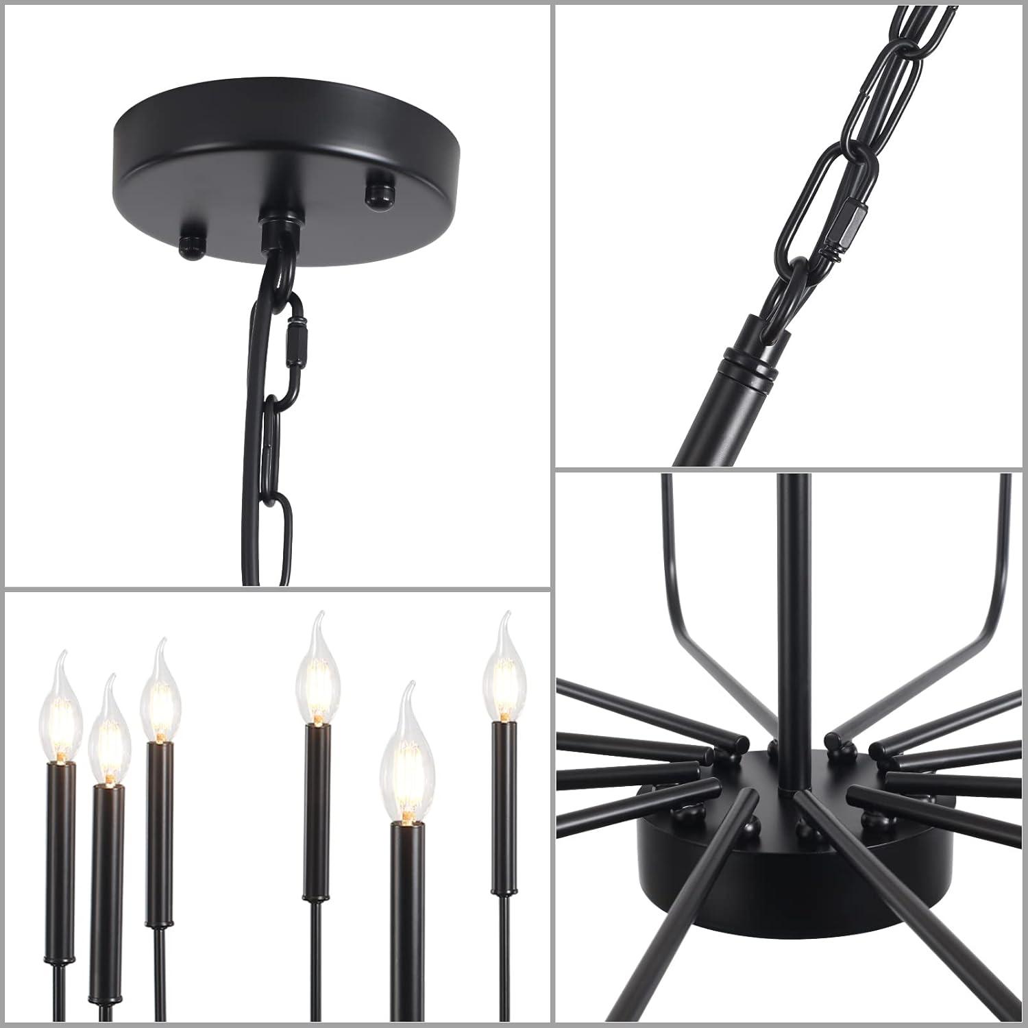 16-Lights Wagon Wheel Chandelier 47 Inch Black Farmhouse Chandelier Large Chandeliers for High Ceilings Round Modern Farmhouse Chandeliers Ceiling Light for Living Room Dining Room Foyer Entryway