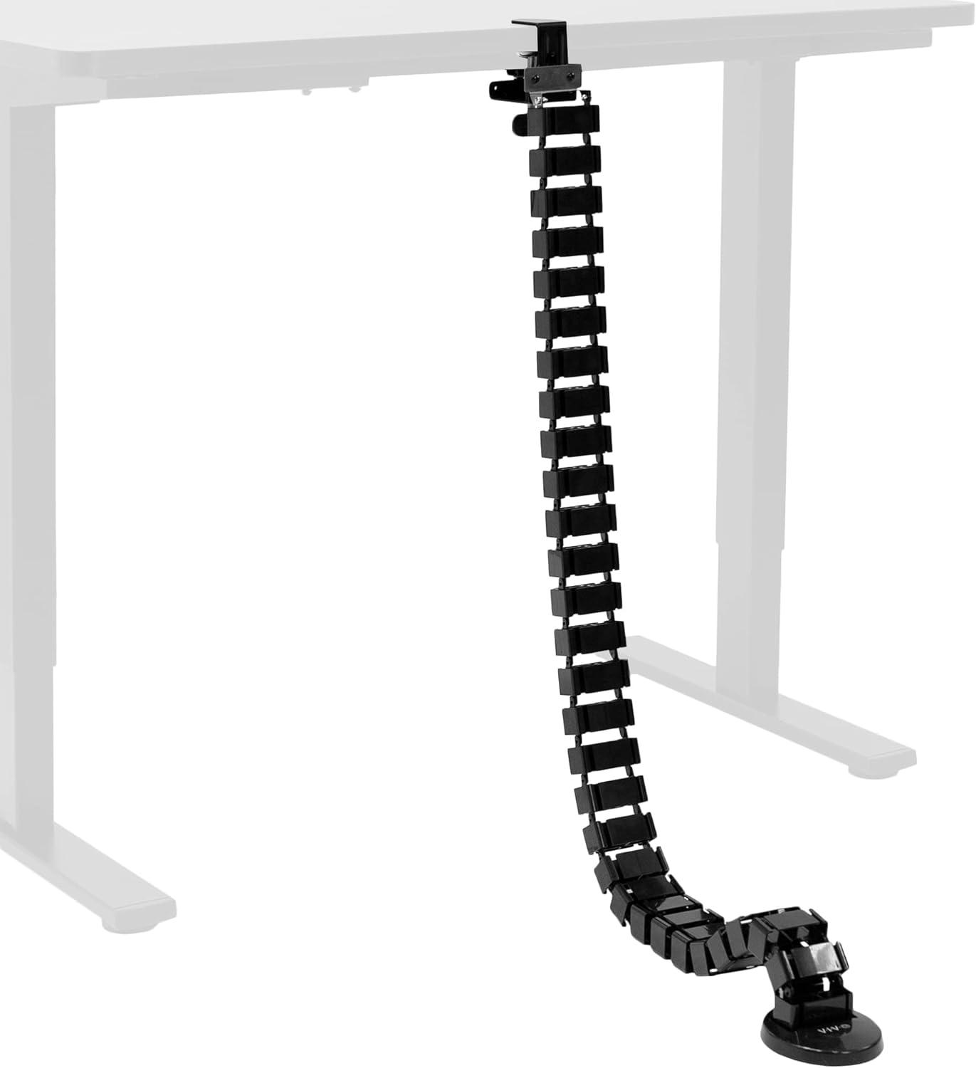 Black Clamp-On Vertebrae Cable Management Kit for Desk