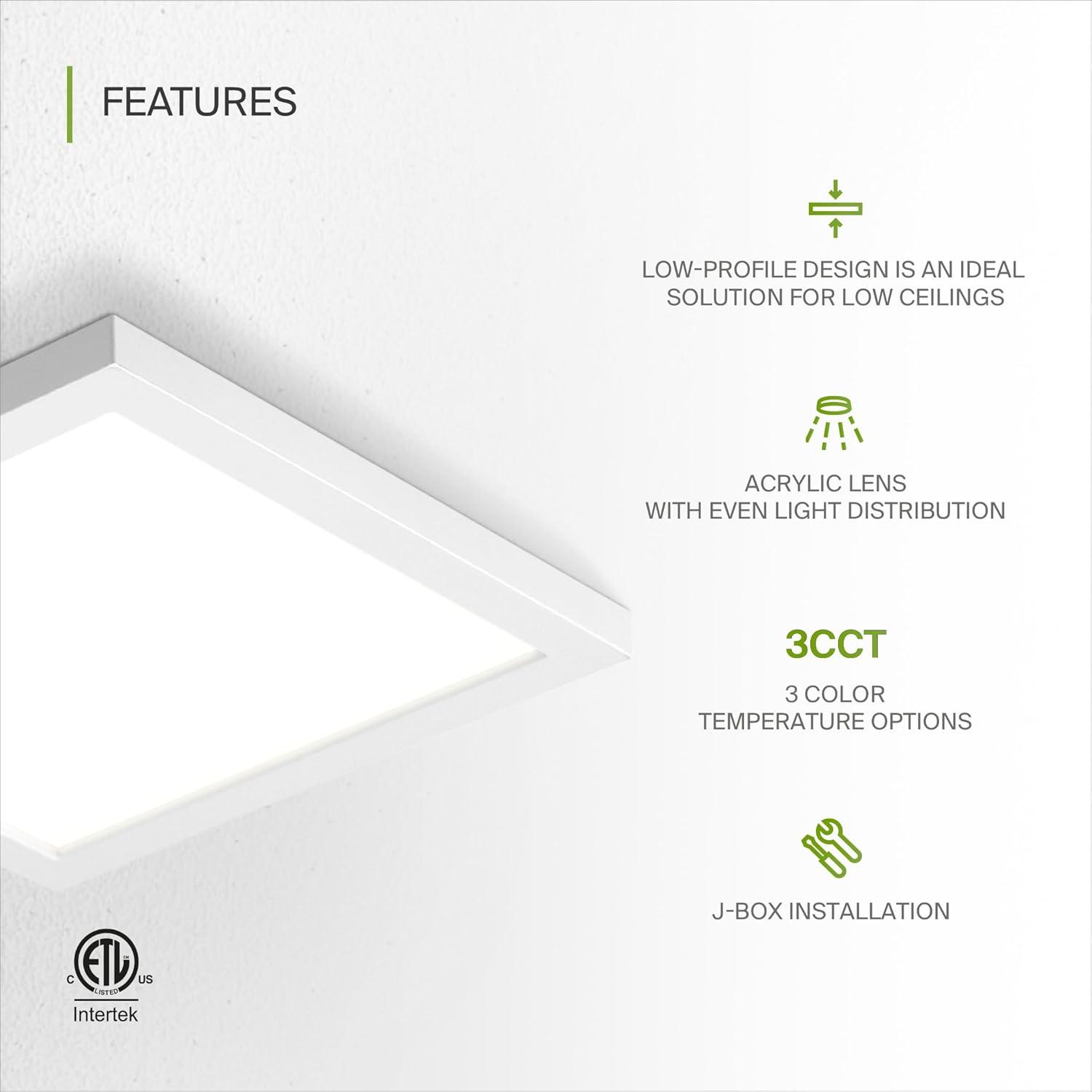 White 9-Inch Square LED Flush Mount Ceiling Light