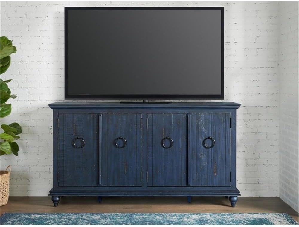 Martin Svensson Home Garden District Rustic Blue Solid Wood 65" TV Stand