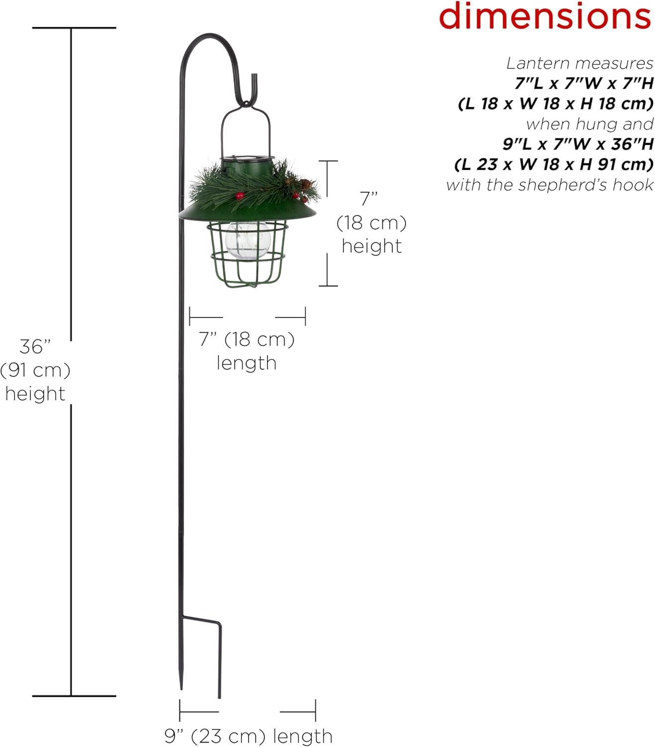 Alpine Corporation 9" x 36" Metal Holiday Lantern with Shepherd's Hook, Green