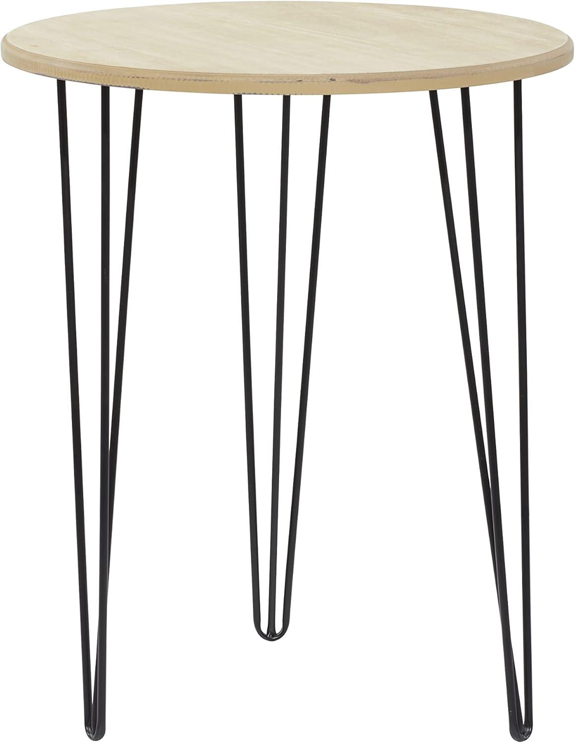 Modern Wood and Metal Accent Table Light Brown - Olivia & May: Compact, Indoor, Easy to Assemble