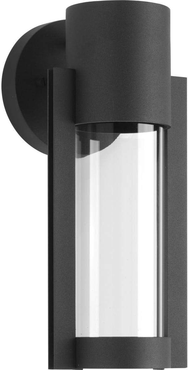 Progress Lighting Z-1030 1-Light Outdoor LED Sconce, Aluminum, Black Finish, Clear Glass Shade
