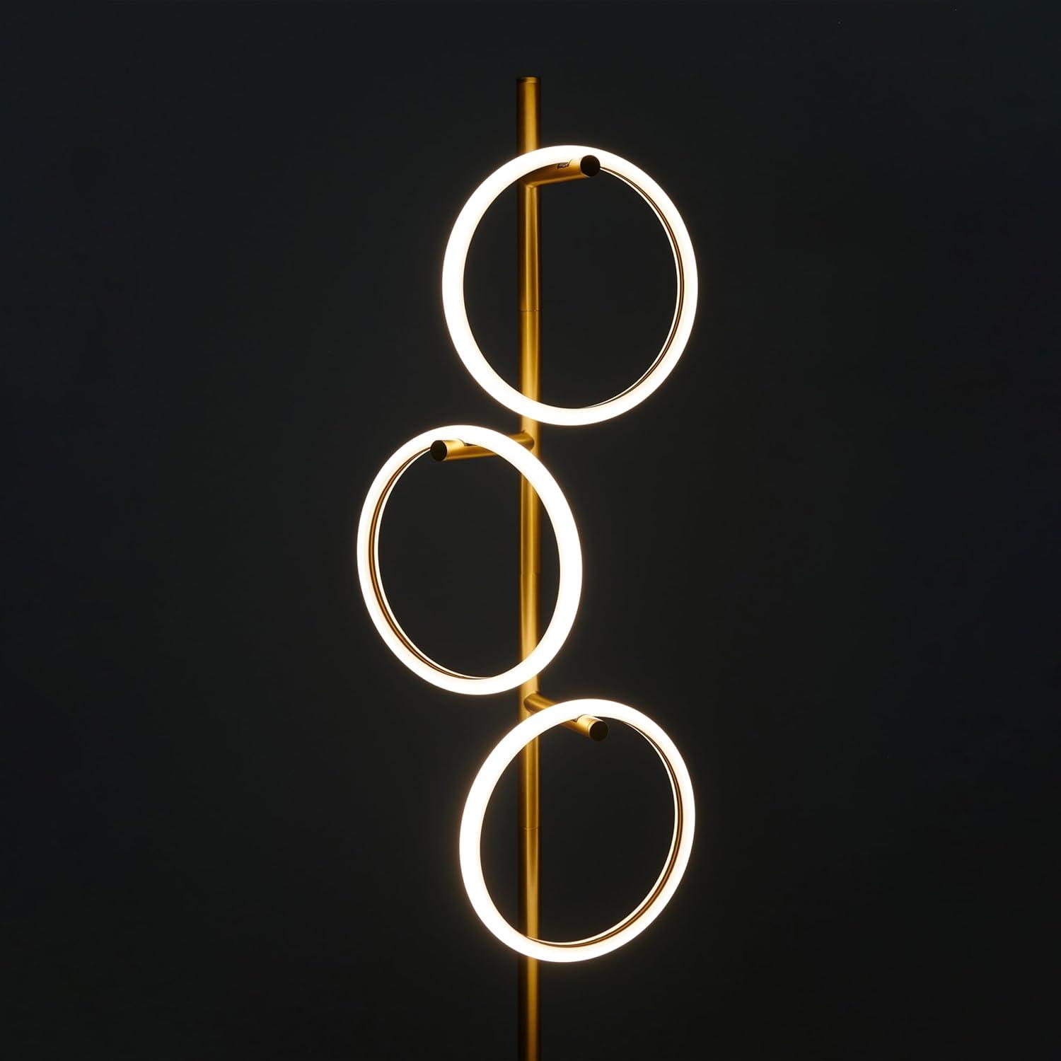 Brightech Saturn 66" Modern LED Floor Lamp with 3 Removable Ring Lights and Gold Finish, 3-Way Dimming