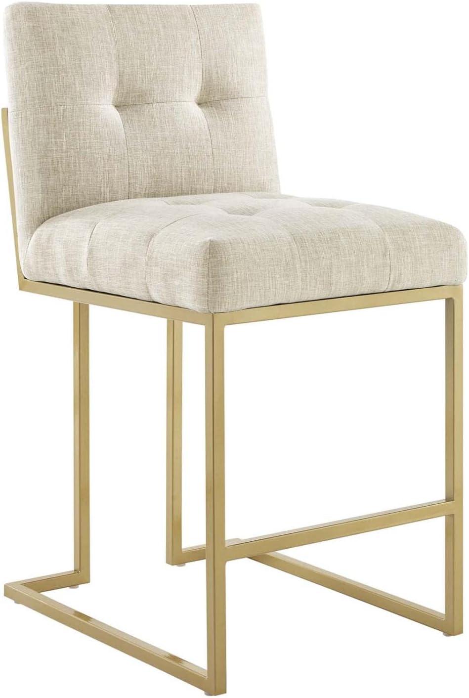 Set of 2 Privy Upholstered Fabric Counter Height Barstools Gold - Modway