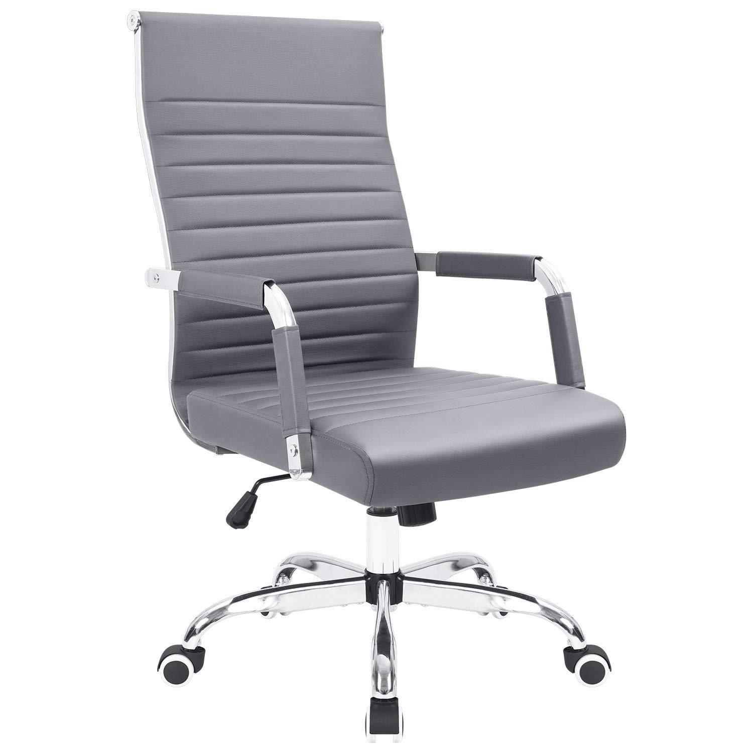 LACOO Mid-Back Faux Leather Desk Chair - Gray