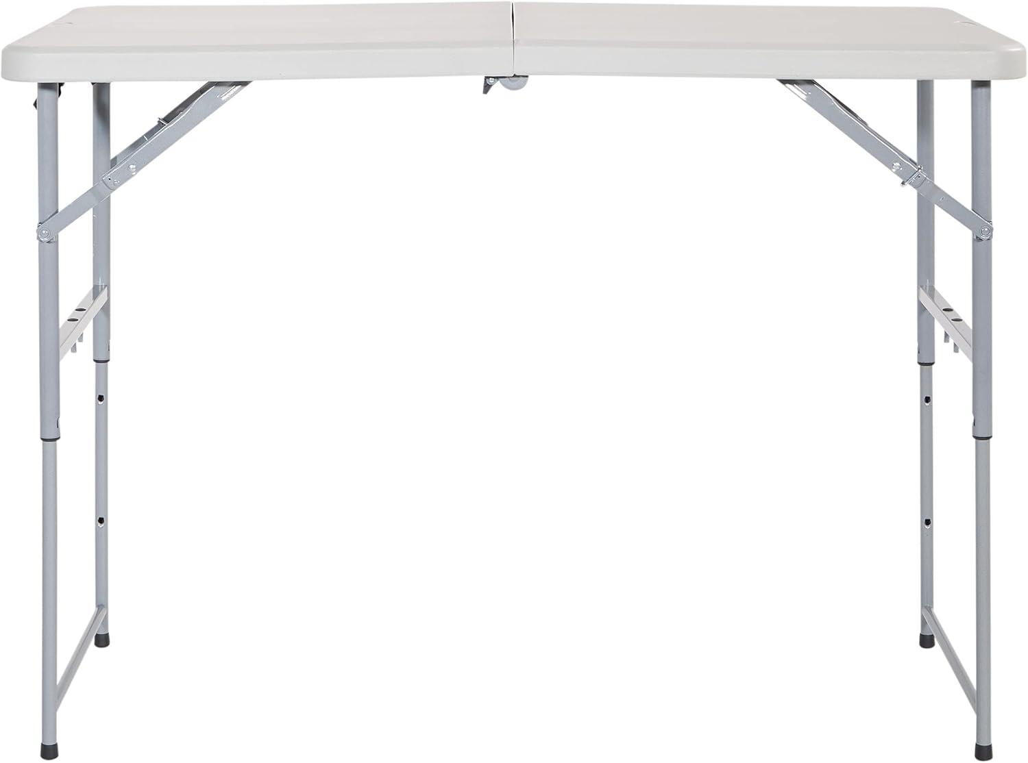 4' Long- Height Adjustable Fold in Half Resin Multi Purpose Table in Light Gray