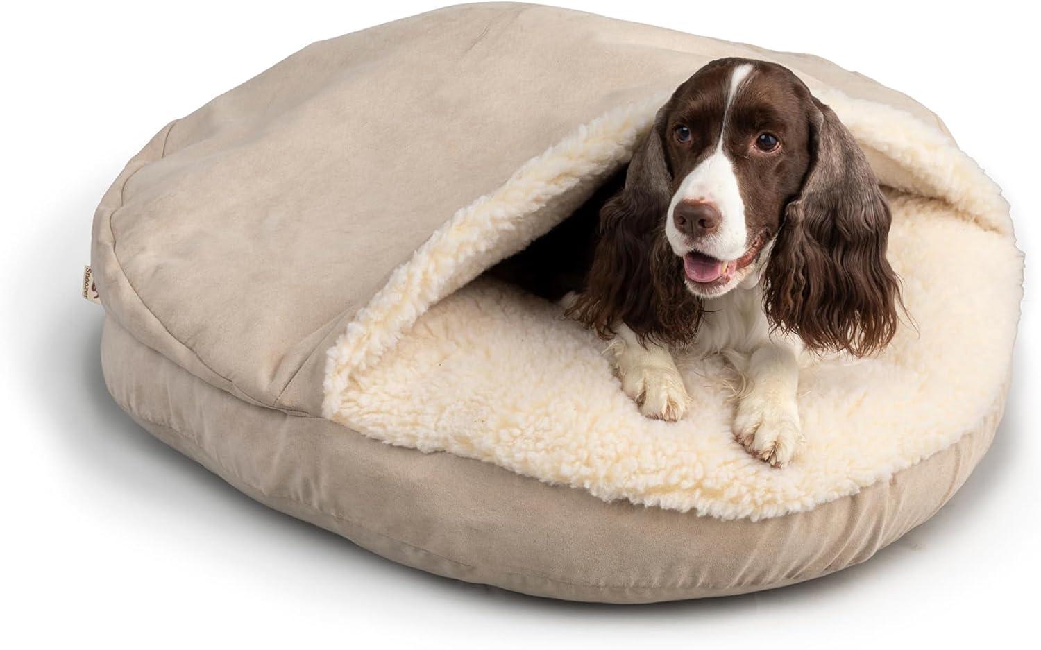 Snoozer Cozy Cave Luxury Hooded Microsuede Pet Bed