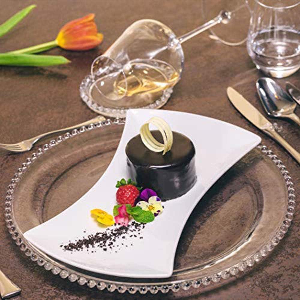 Charge it by Jay Beaded Rim Charger Plate 13” Decorative Glass Service Plate for Home, Professional Dining, Perfect for Upscale Events, Dinner Parties, Weddings, Banquets, Catering, Set of 4, Clear