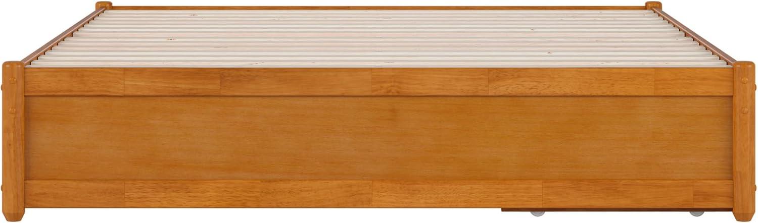 Barcelona Queen Wood Panel Platform Bed with Storage Drawers in Light Toffee