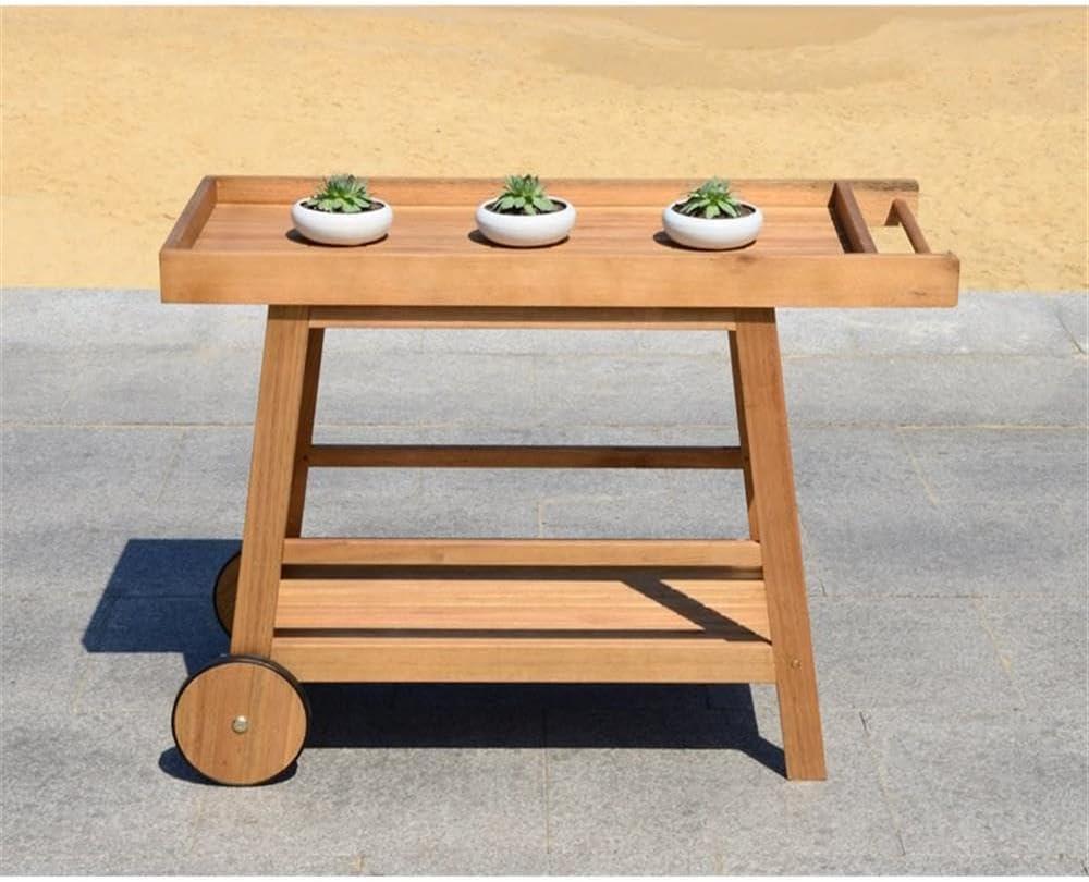 Renzo Indoor/Outdoor Serving Cart PAT7032 - Natural - Safavieh