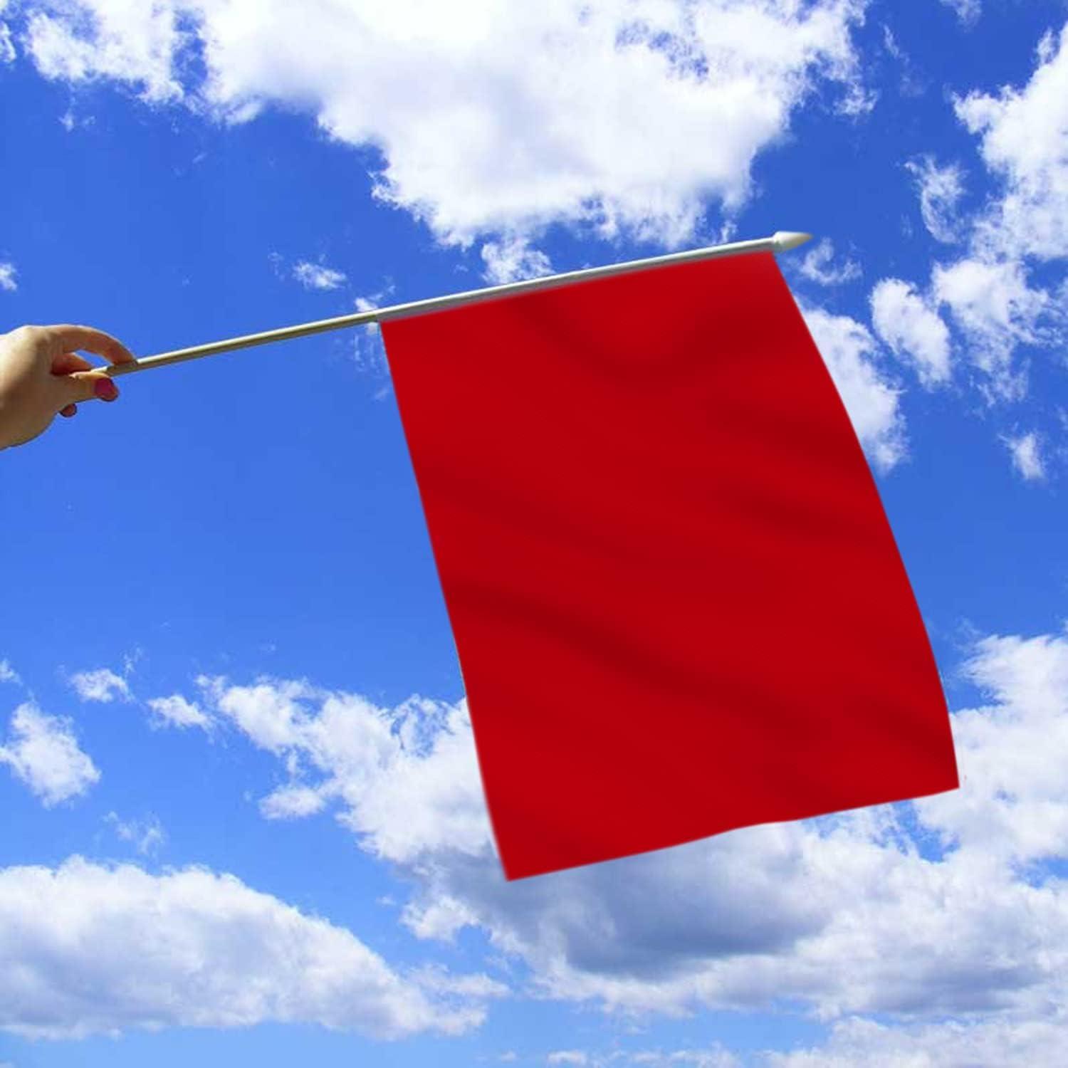 Anley Red Mini Flag 12 Pack - Hand Held Small Miniature Solid Red Blank Flags